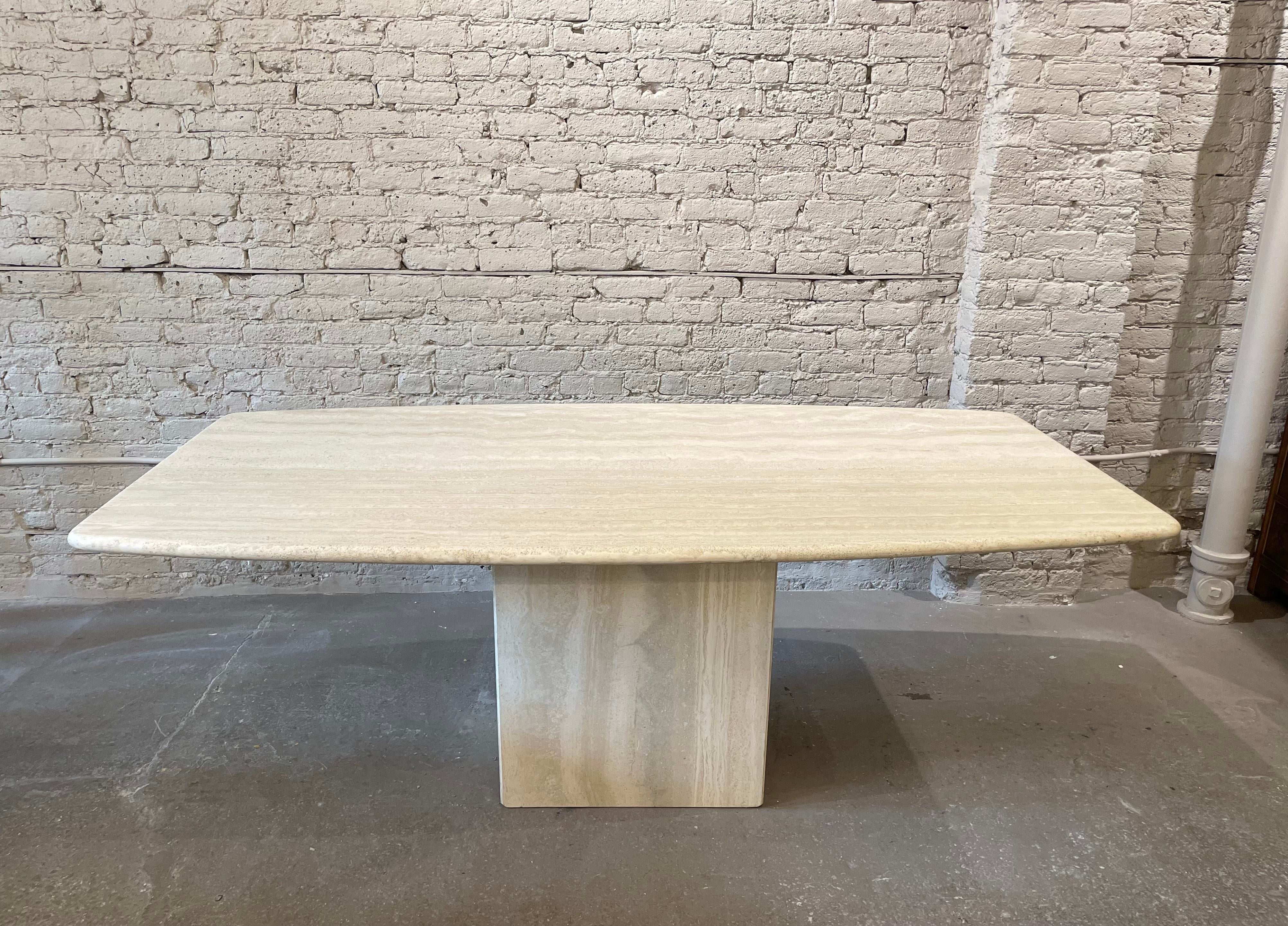 1970s Honed Travertine Vintage Dining Table