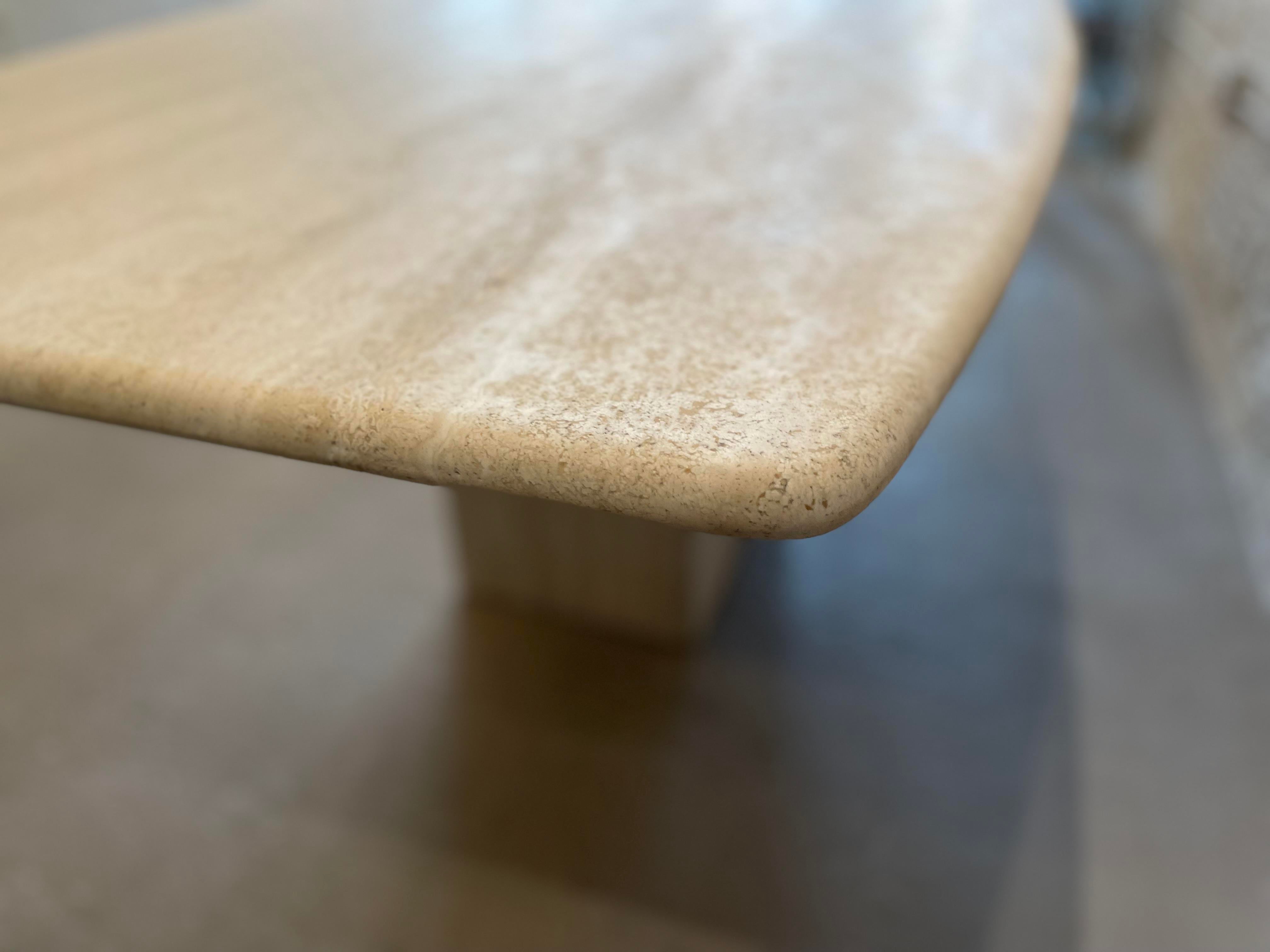 1970s Honed Travertine Vintage Dining Table