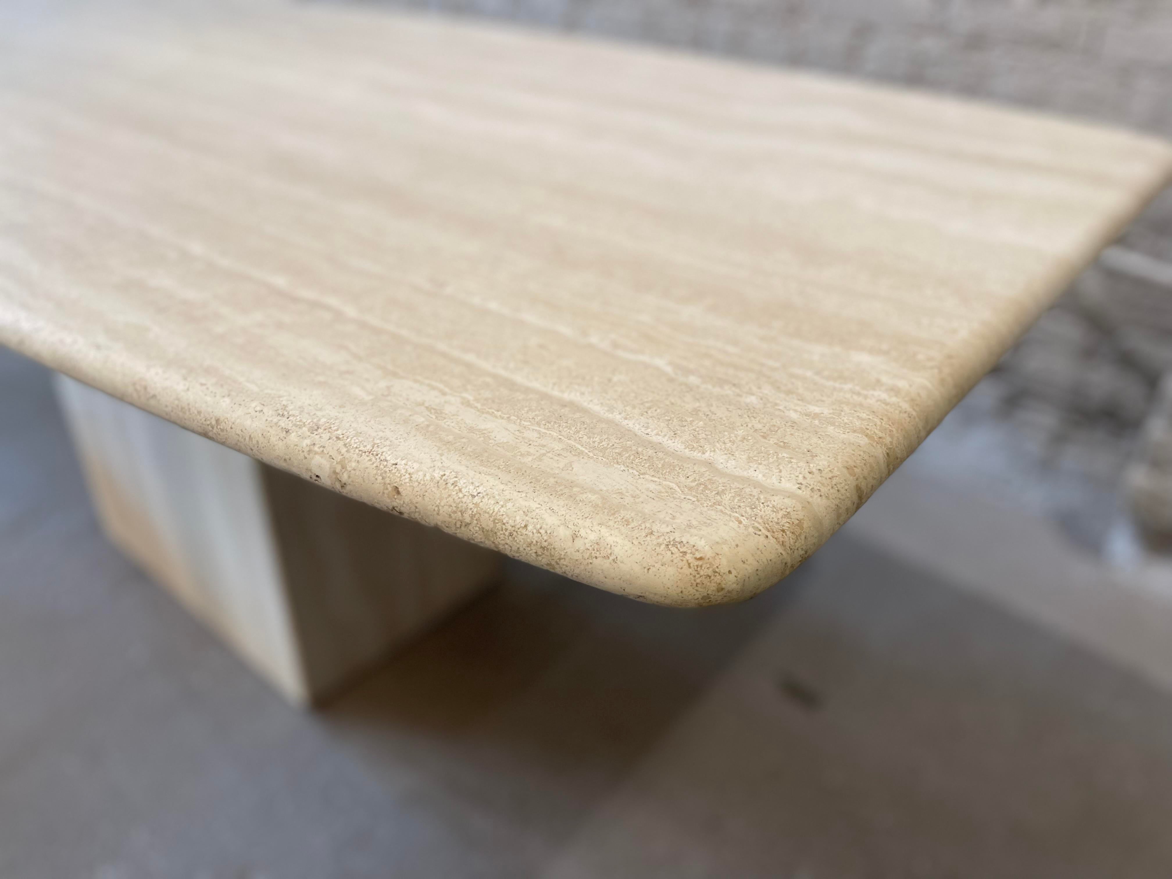 1970s Honed Travertine Vintage Dining Table