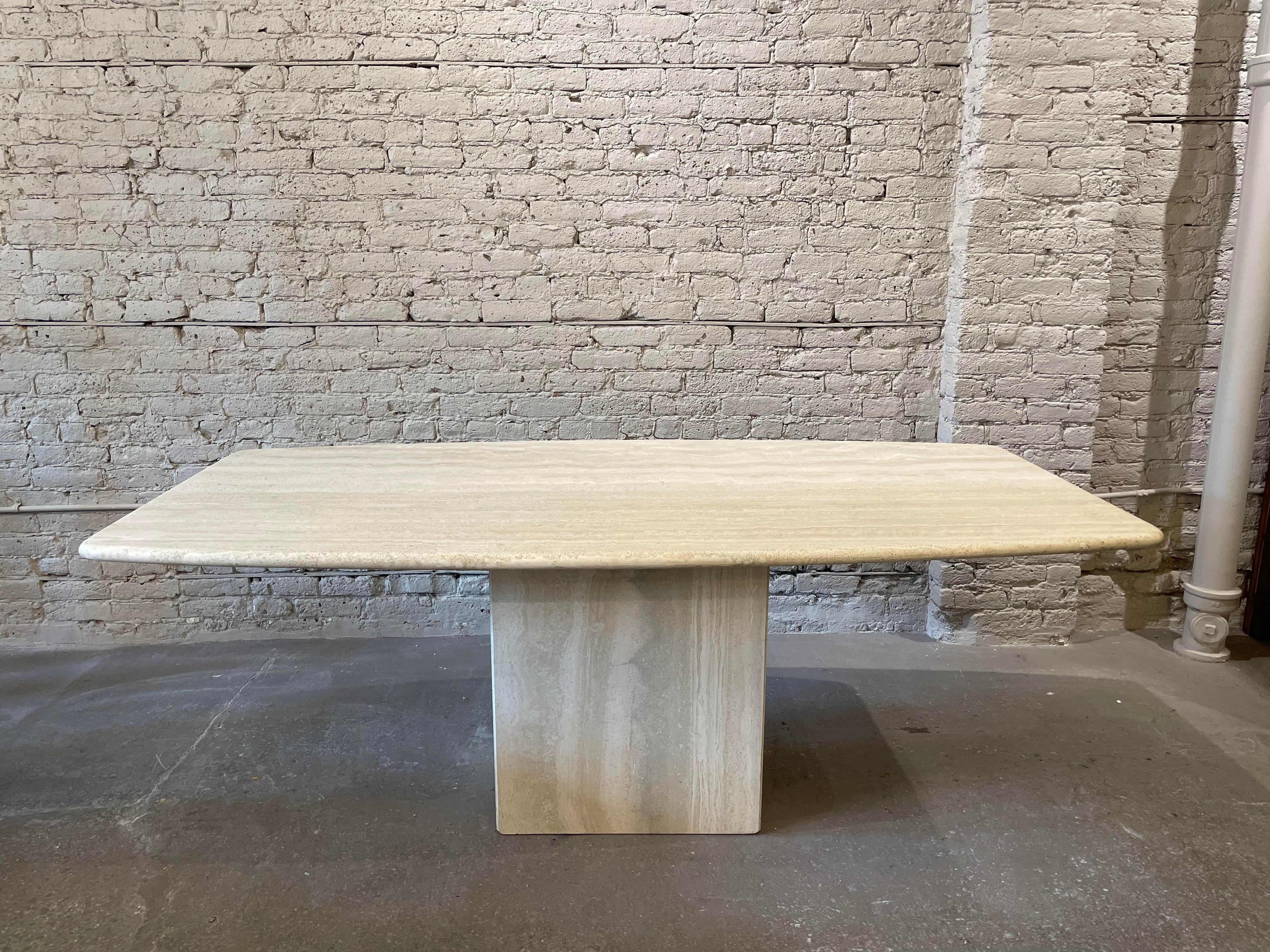 1970s Honed Travertine Vintage Dining Table