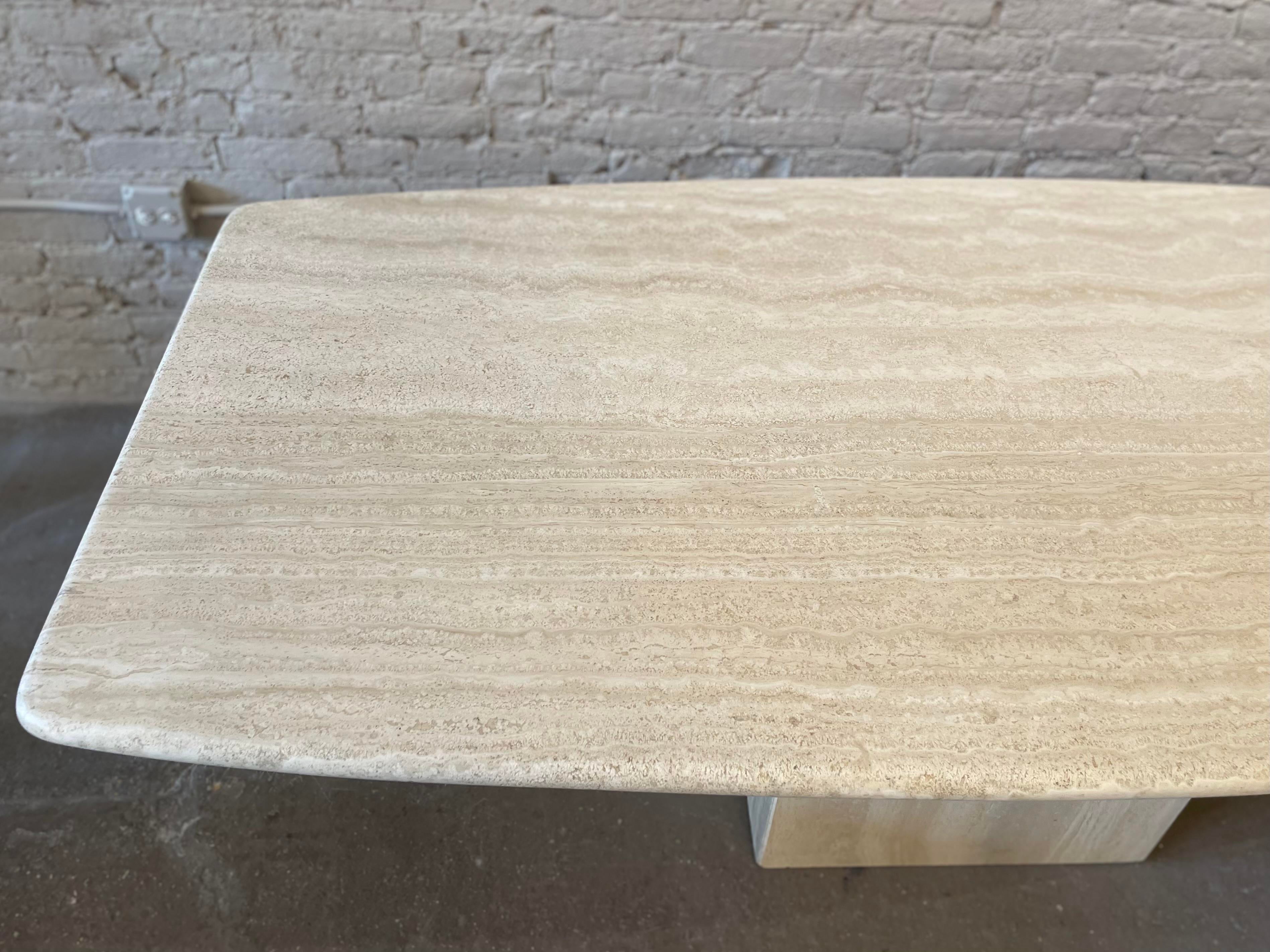 1970s Honed Travertine Vintage Dining Table