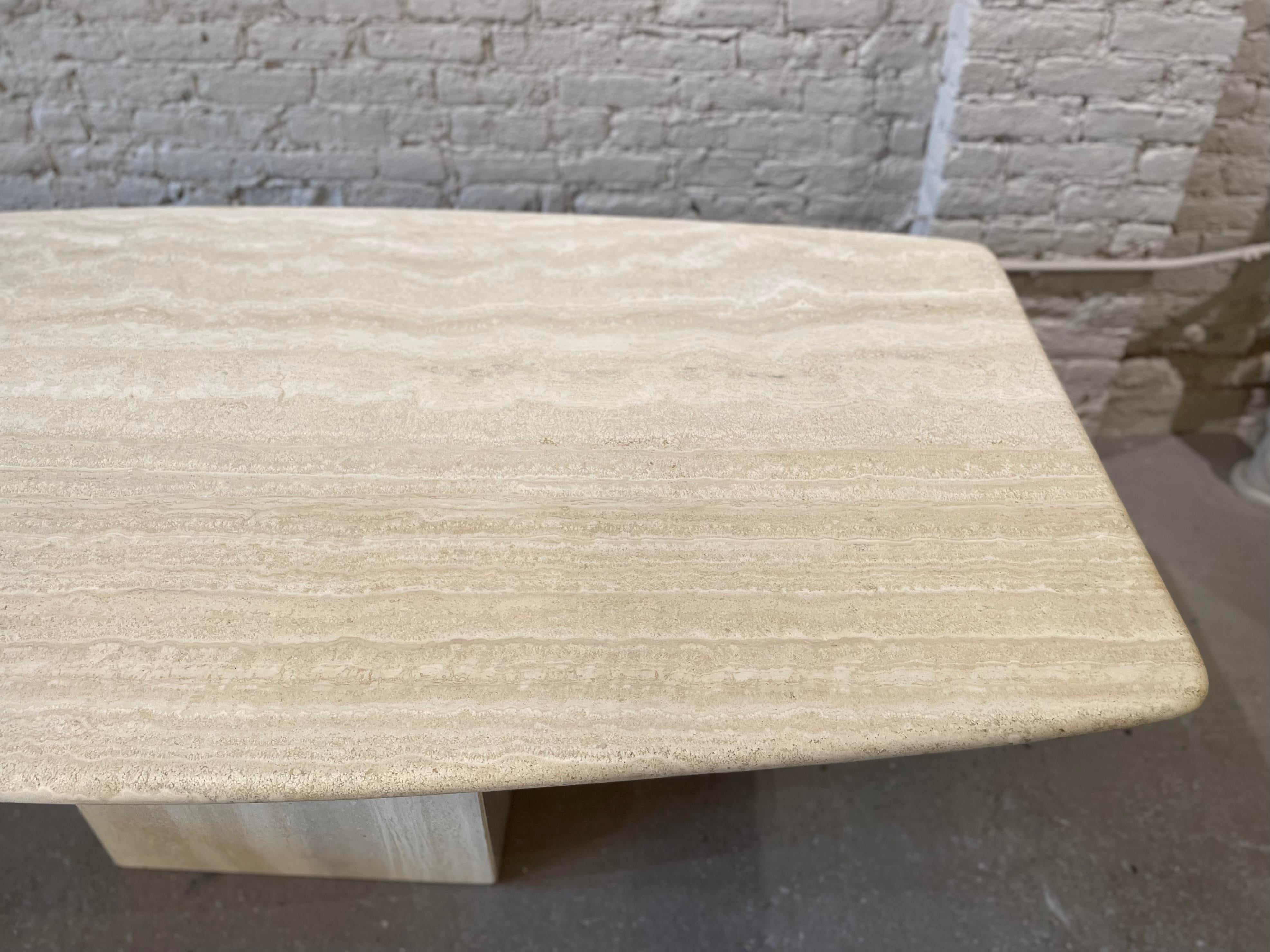 1970s Honed Travertine Vintage Dining Table