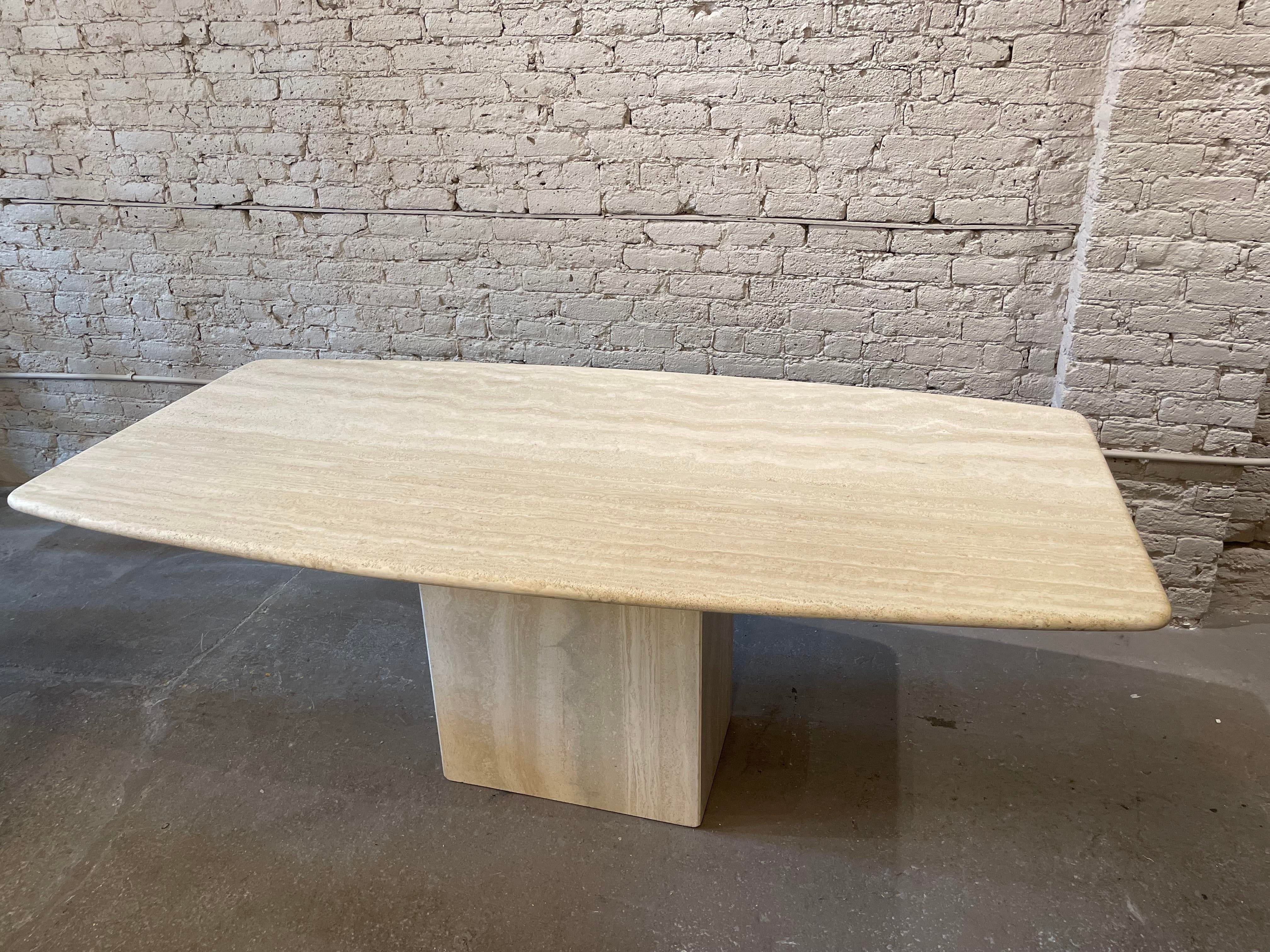1970s Honed Travertine Vintage Dining Table
