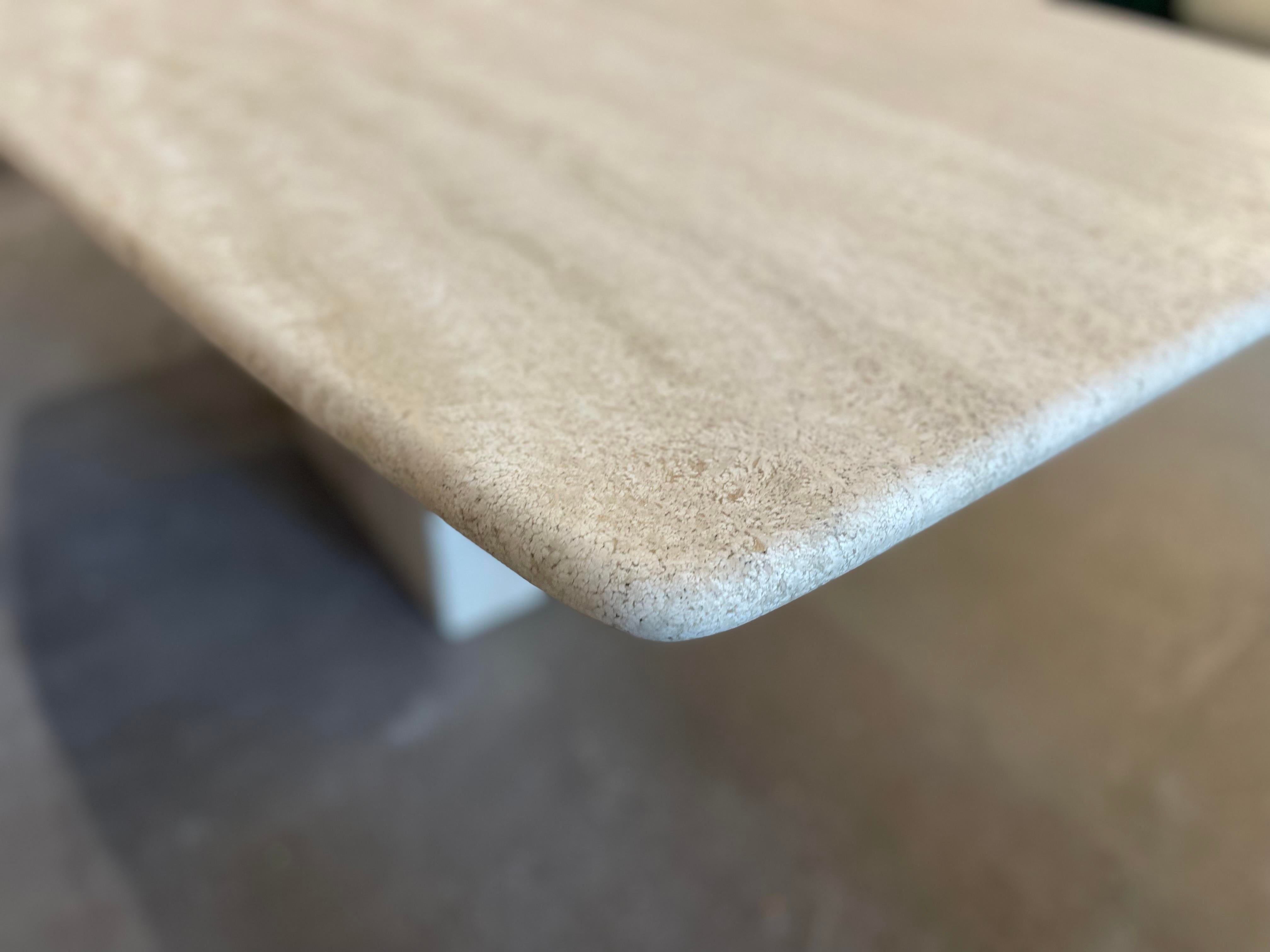 1970s Honed Travertine Vintage Dining Table