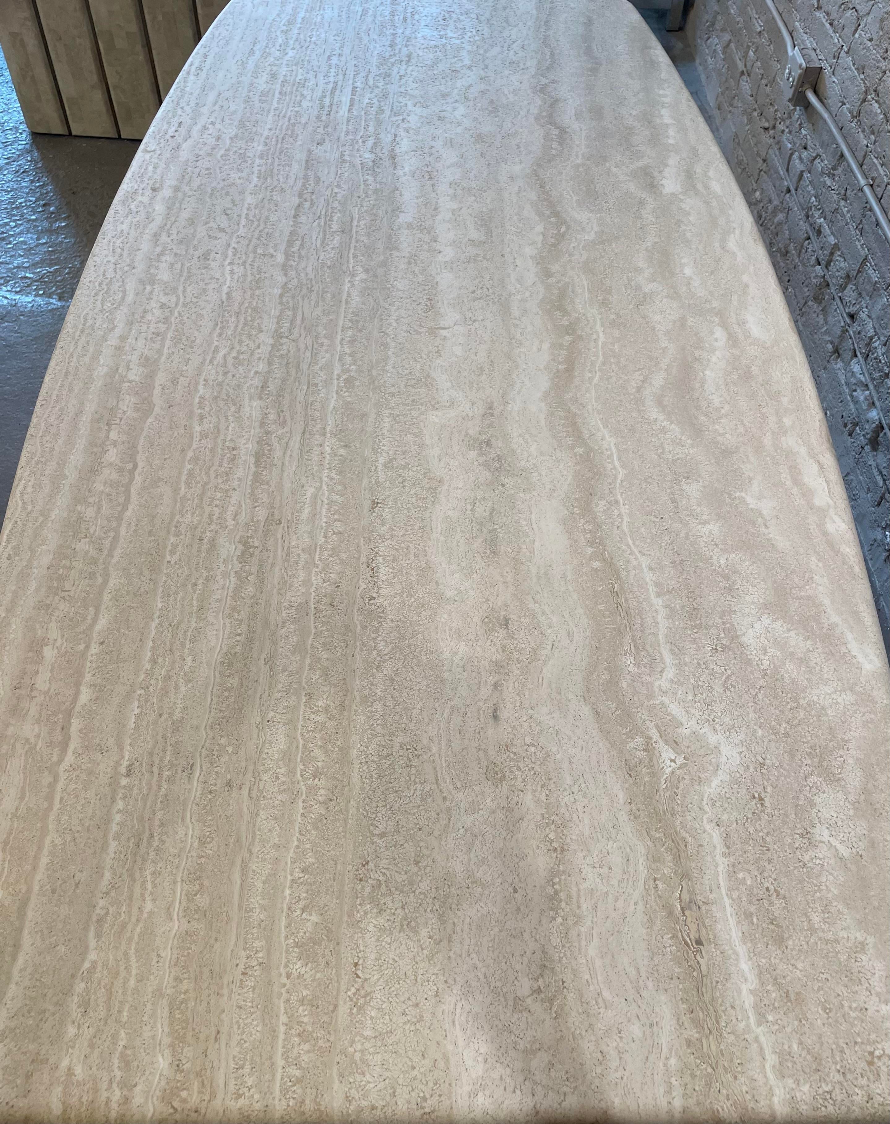 1970s Honed Travertine Vintage Dining Table