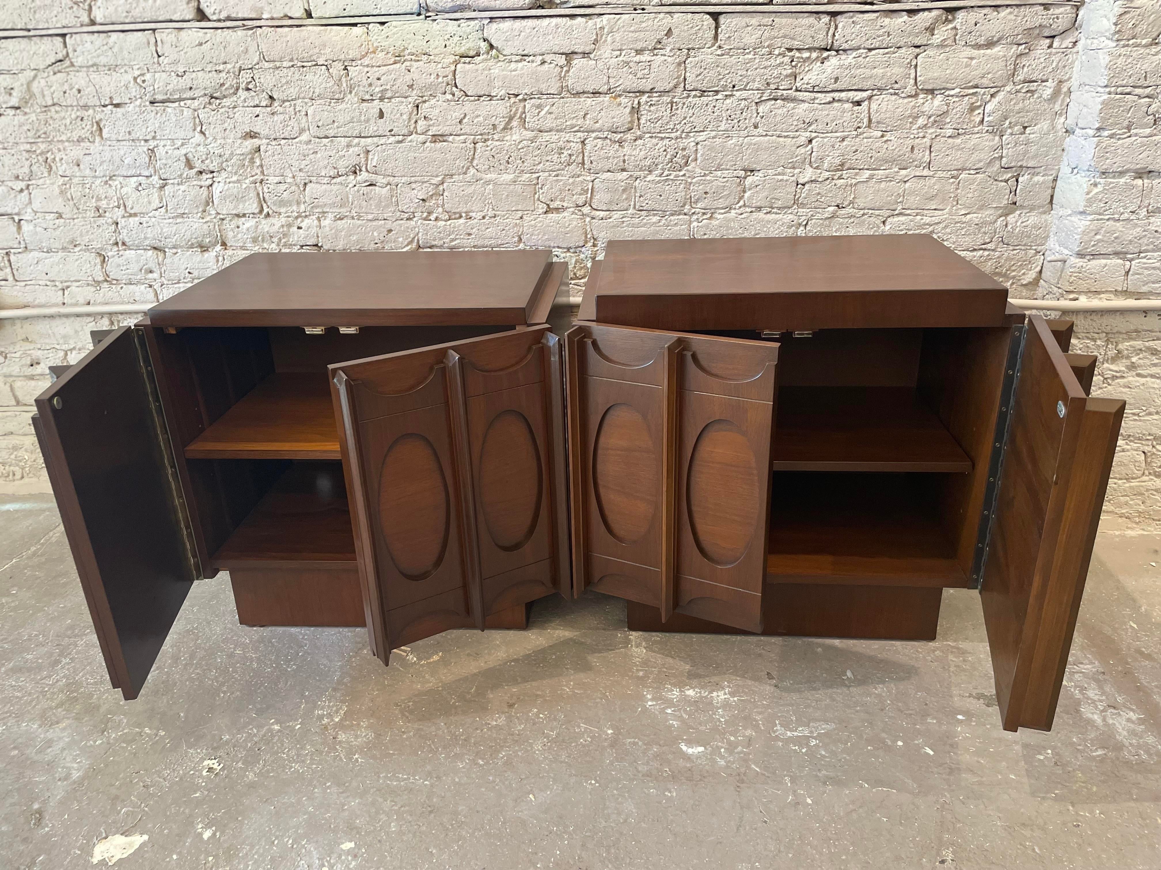 1970s Lane Brutalist Nightstands - a Pair
