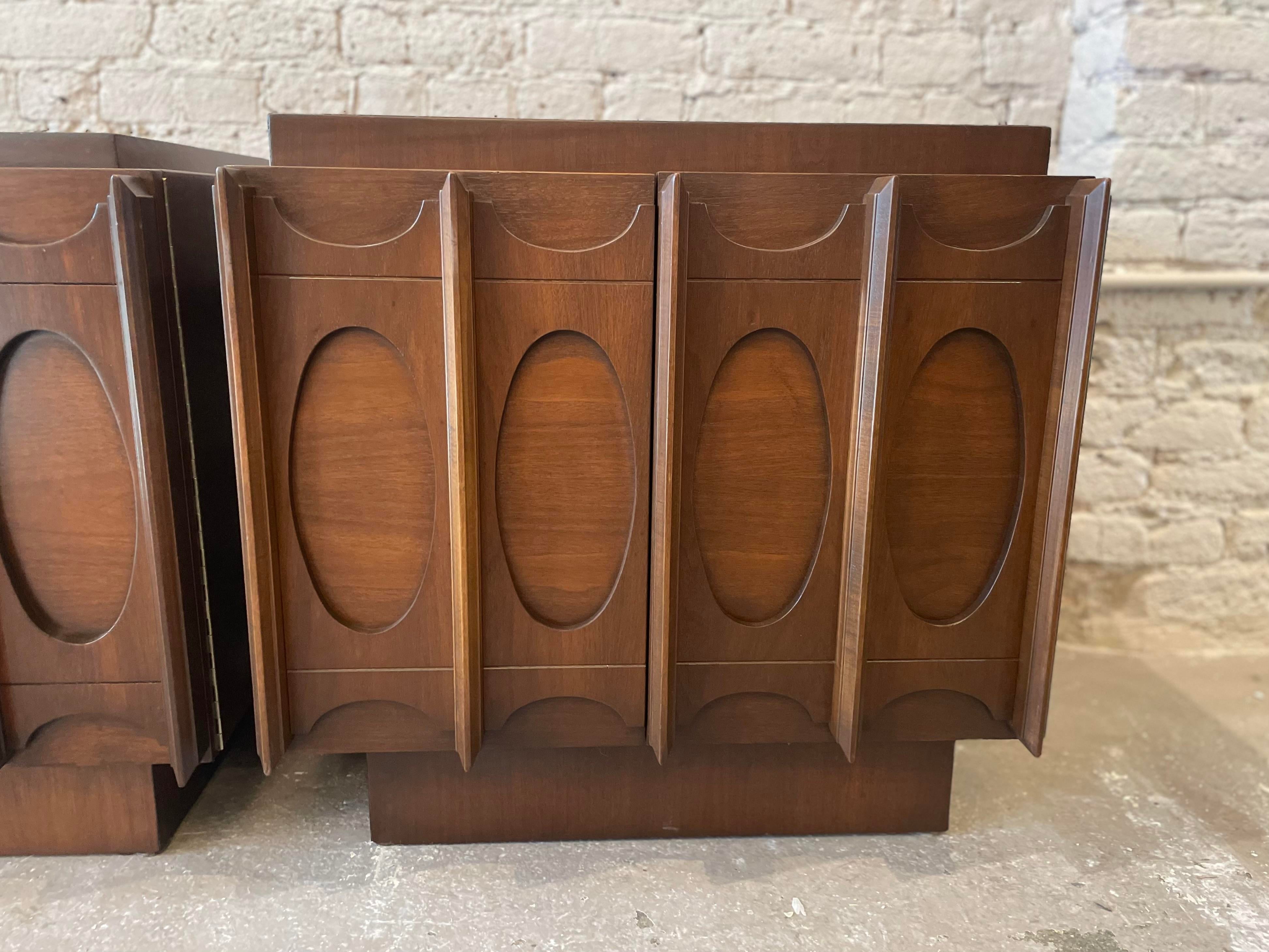 1970s Lane Brutalist Nightstands - a Pair