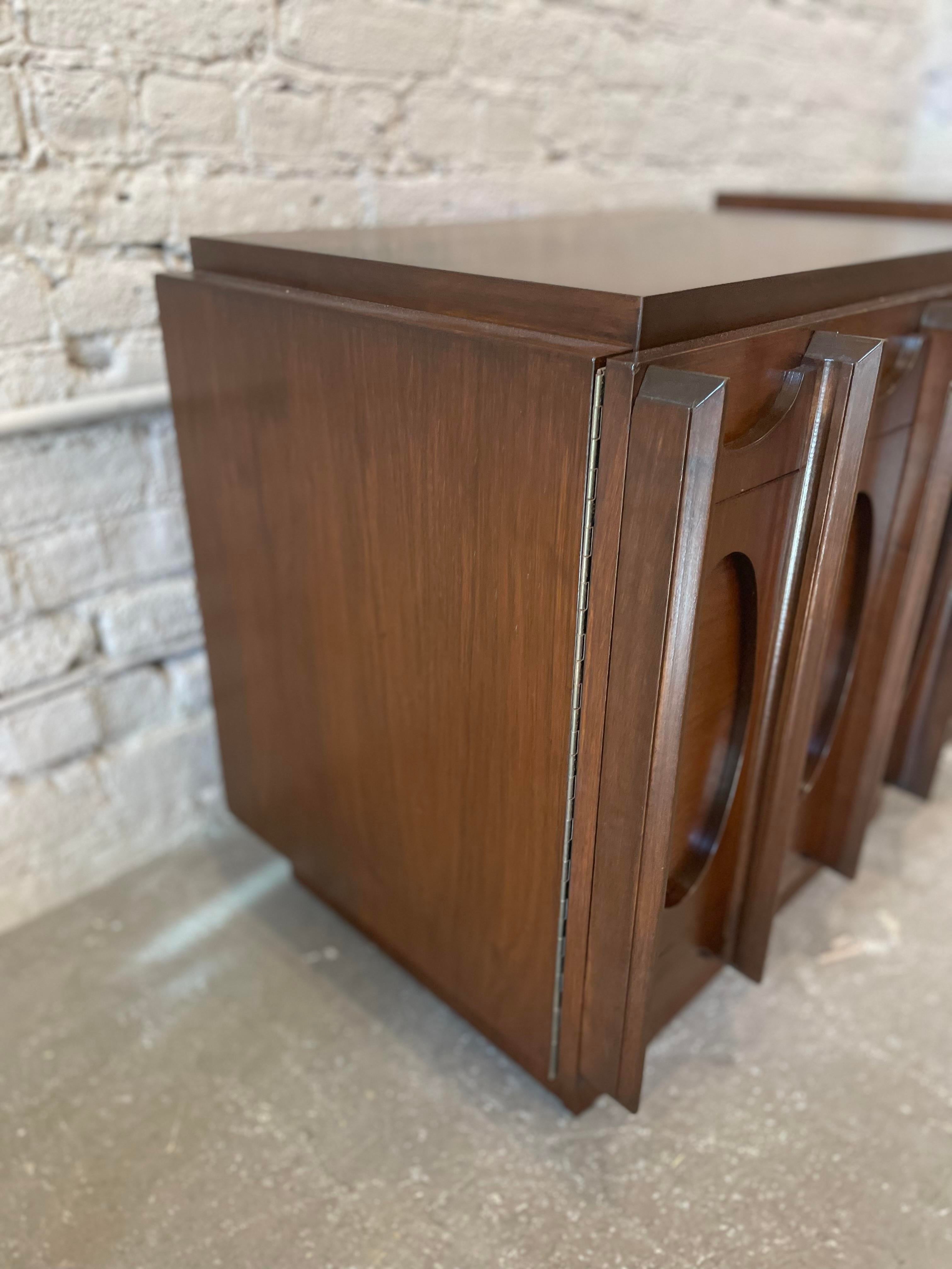 1970s Lane Brutalist Nightstands - a Pair