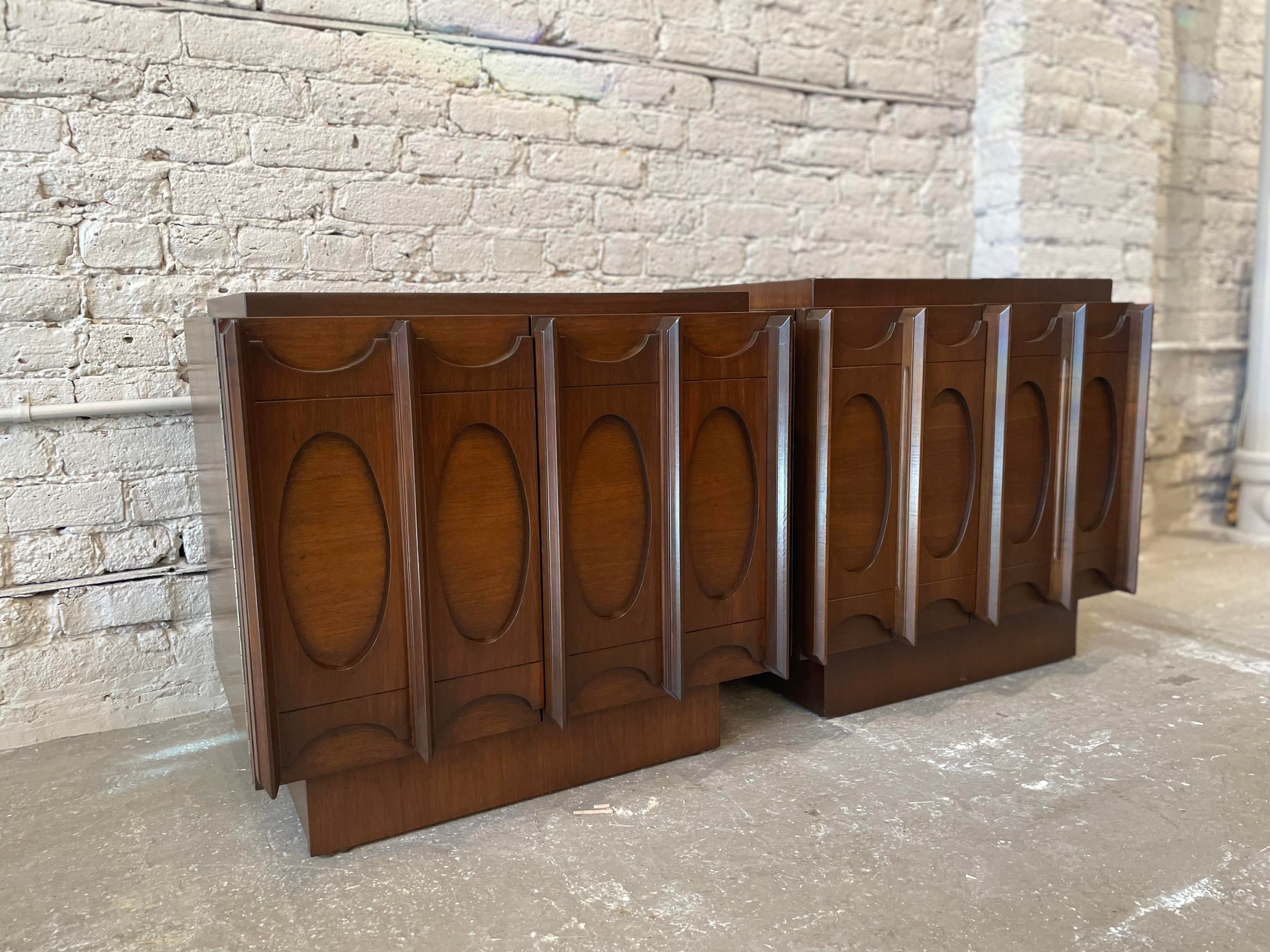 1970s Lane Brutalist Nightstands - a Pair