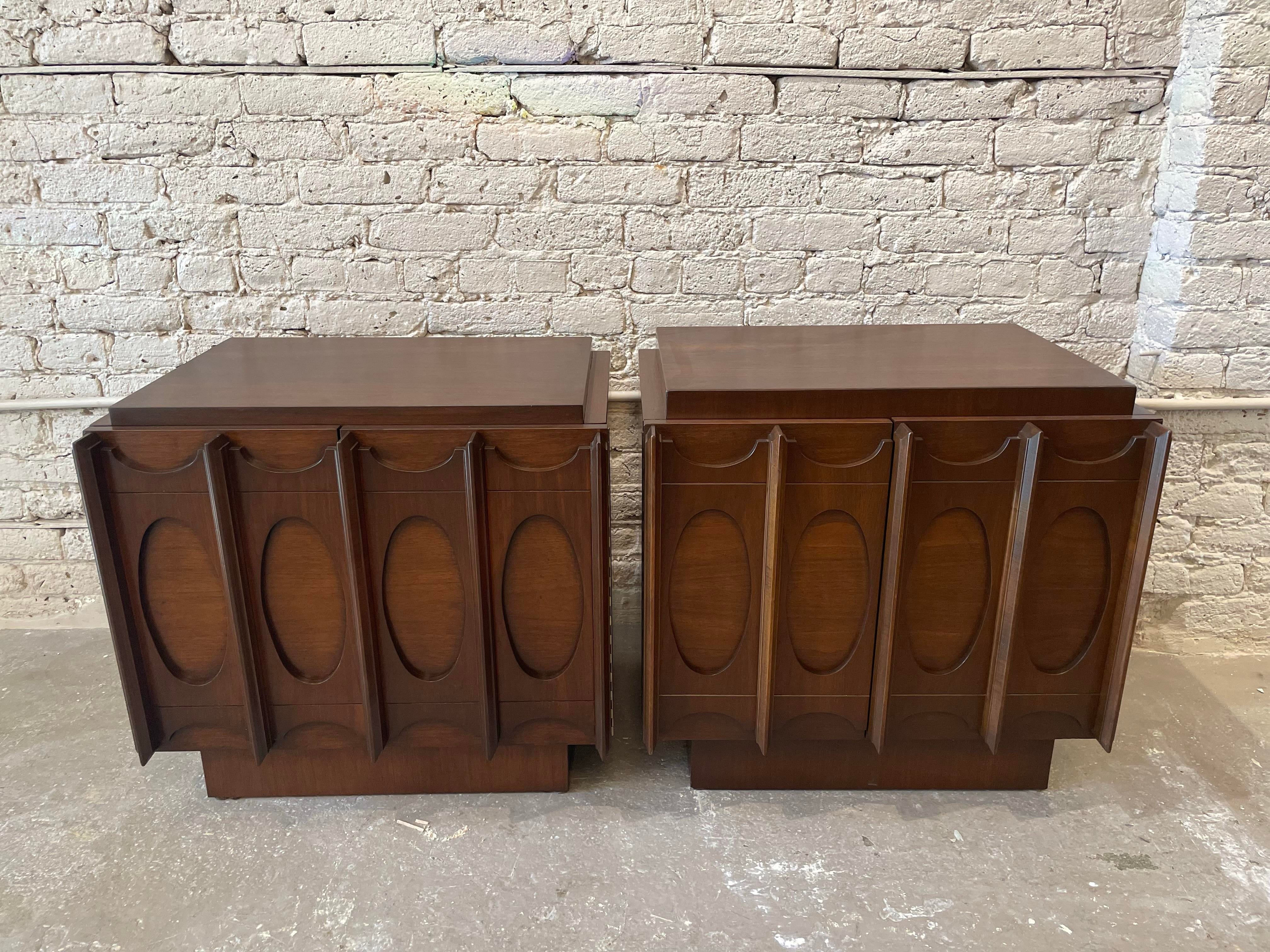 1970s Lane Brutalist Nightstands - a Pair