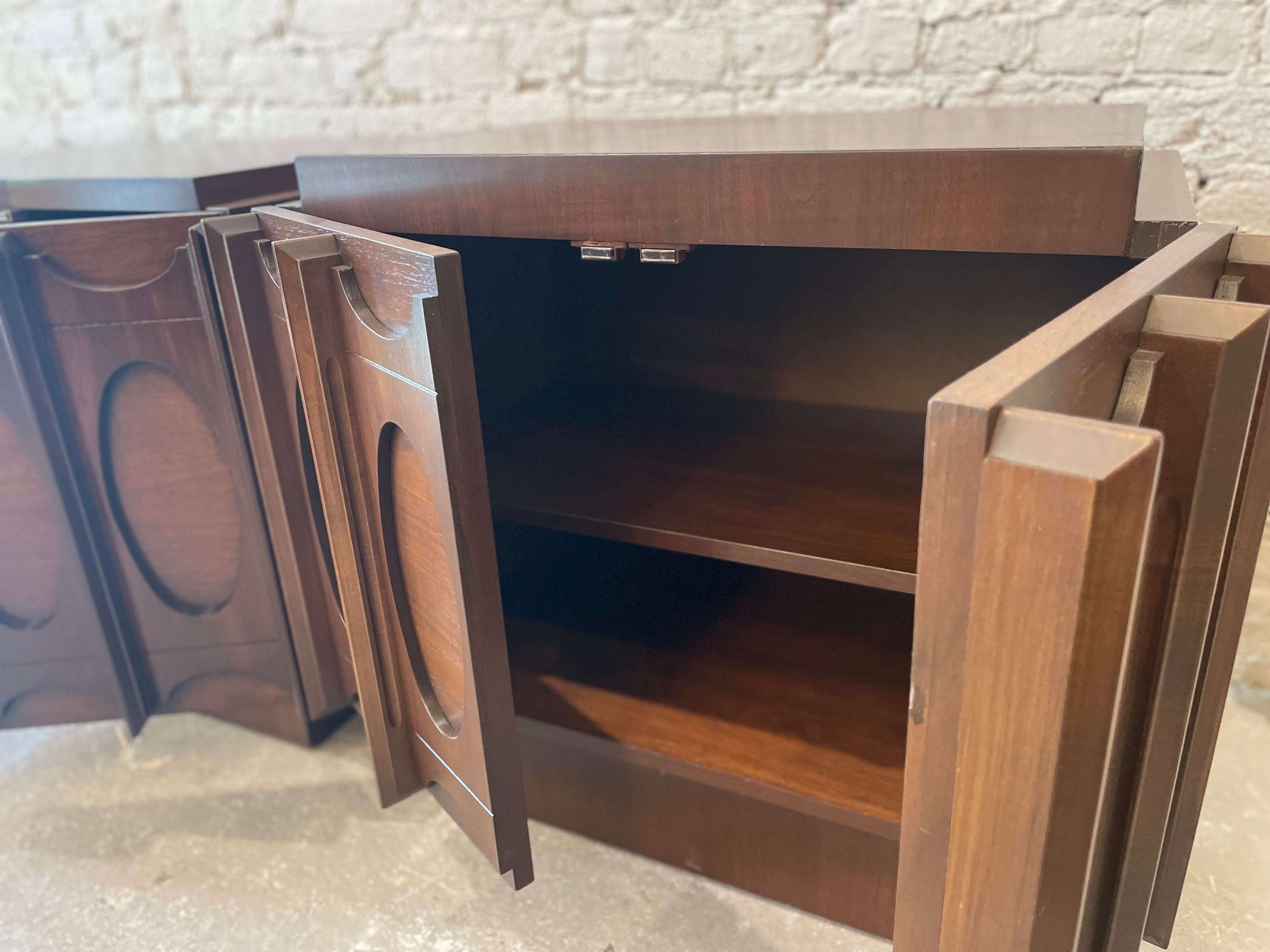 1970s Lane Brutalist Nightstands - a Pair