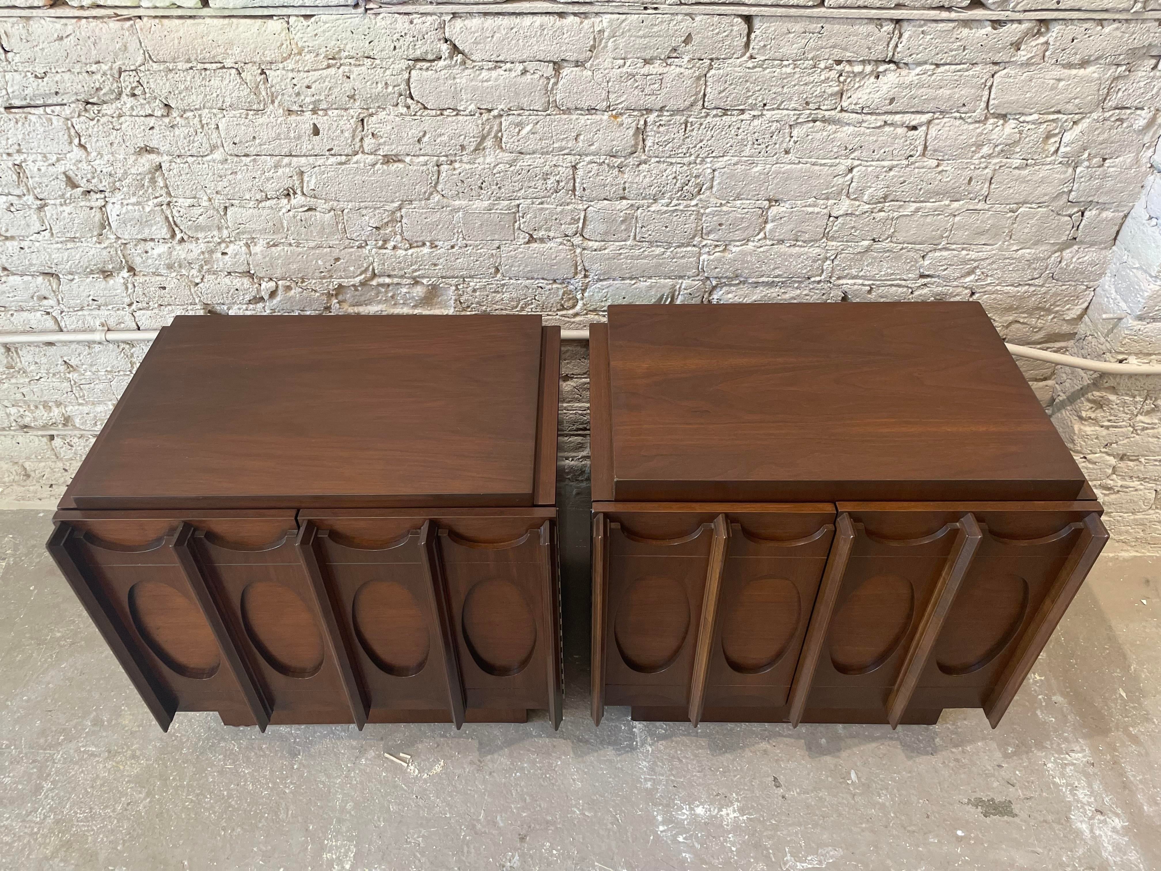 1970s Lane Brutalist Nightstands - a Pair