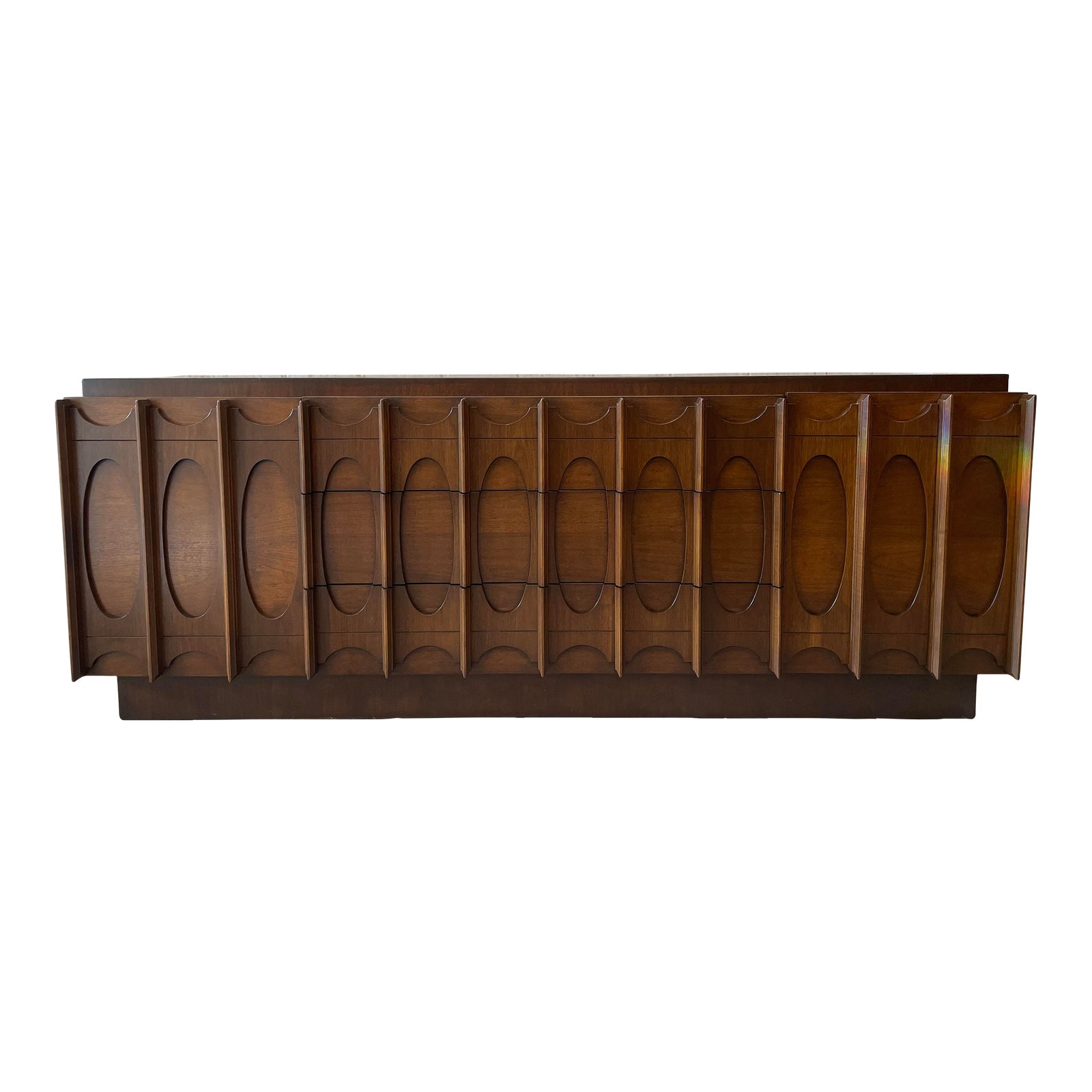 1970s Lane Brutalist Wood Lowboy Dresser