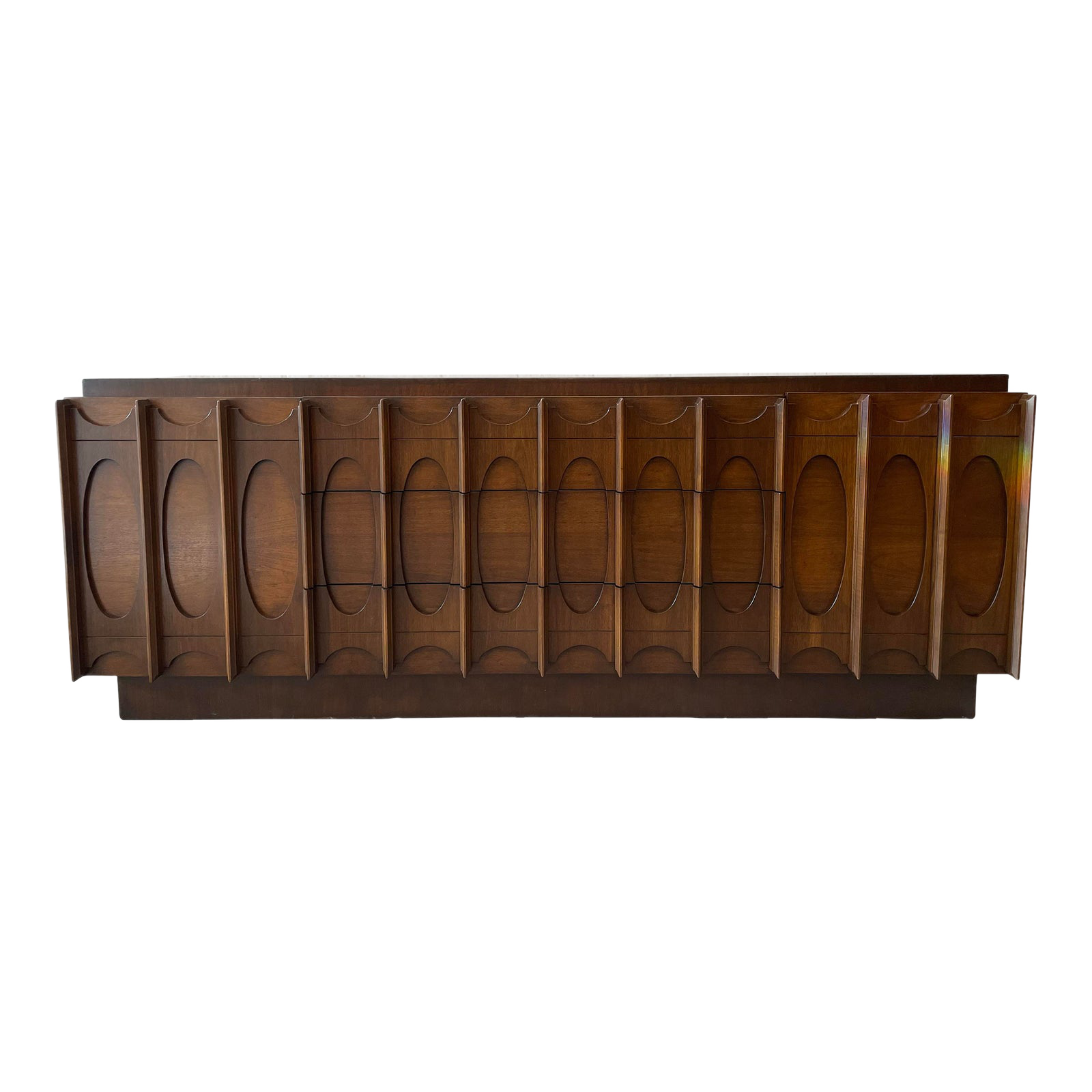 1970s Lane Brutalist Wood Lowboy Dresser