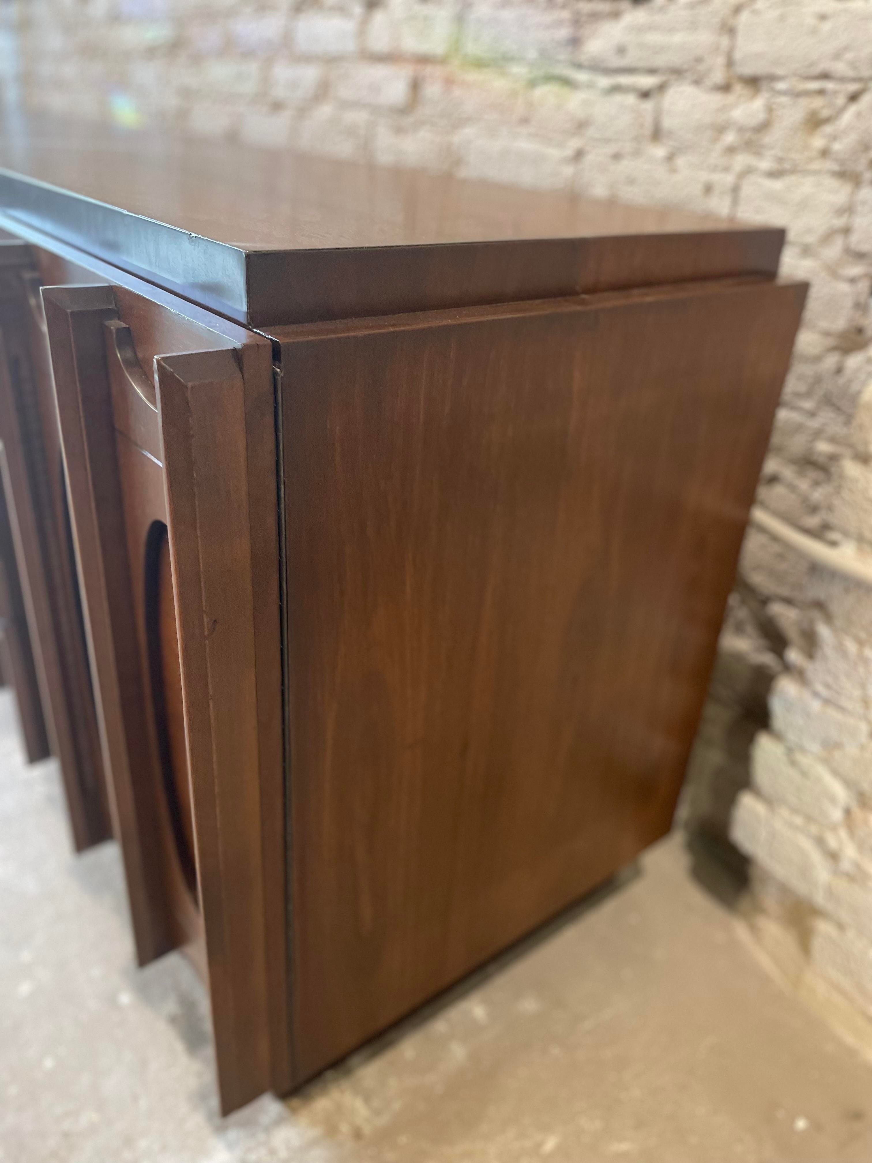 1970s Lane Brutalist Wood Lowboy Dresser