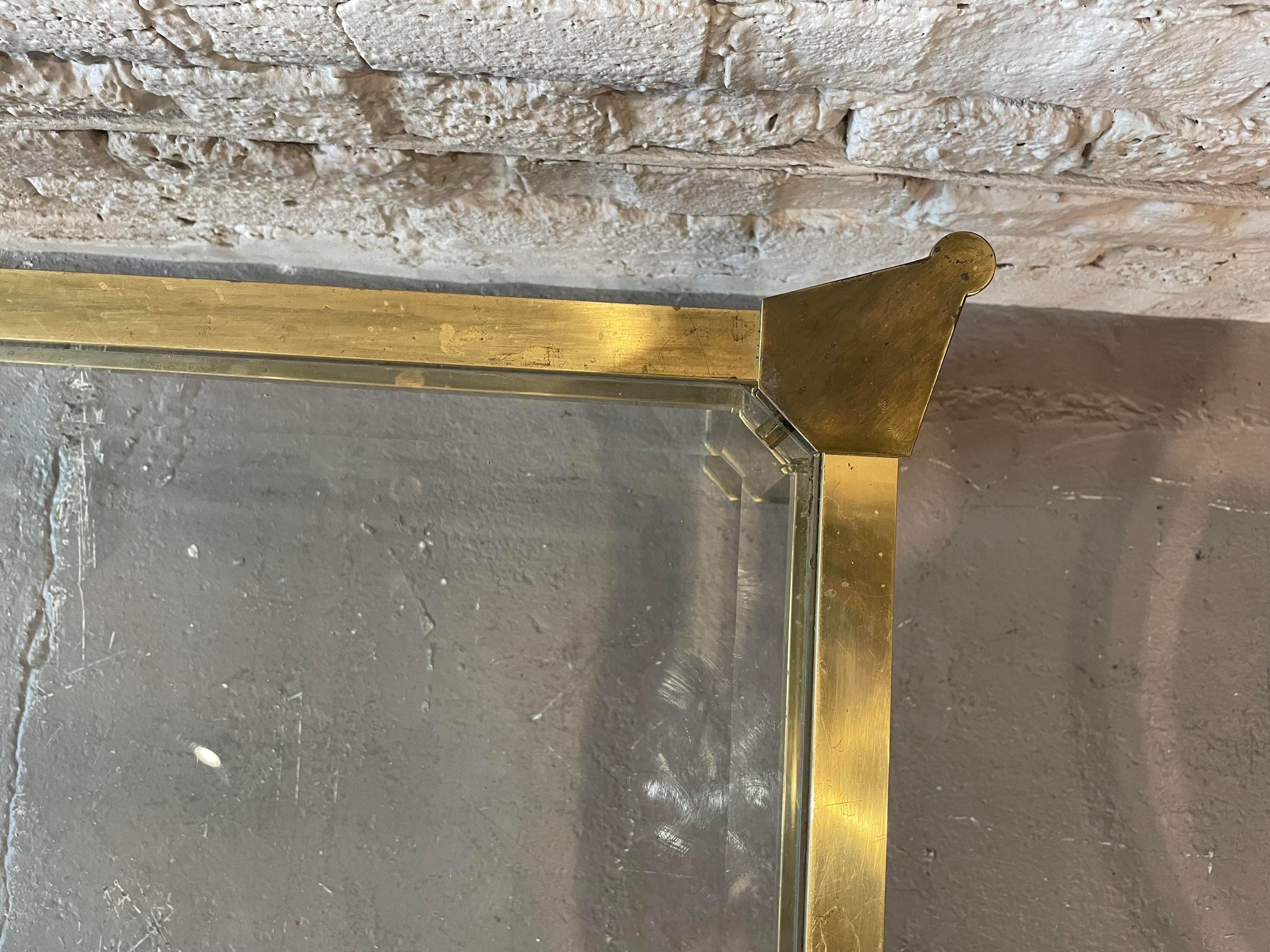 1970s Mastercraft Brass and Beveled Glass Coffee Table