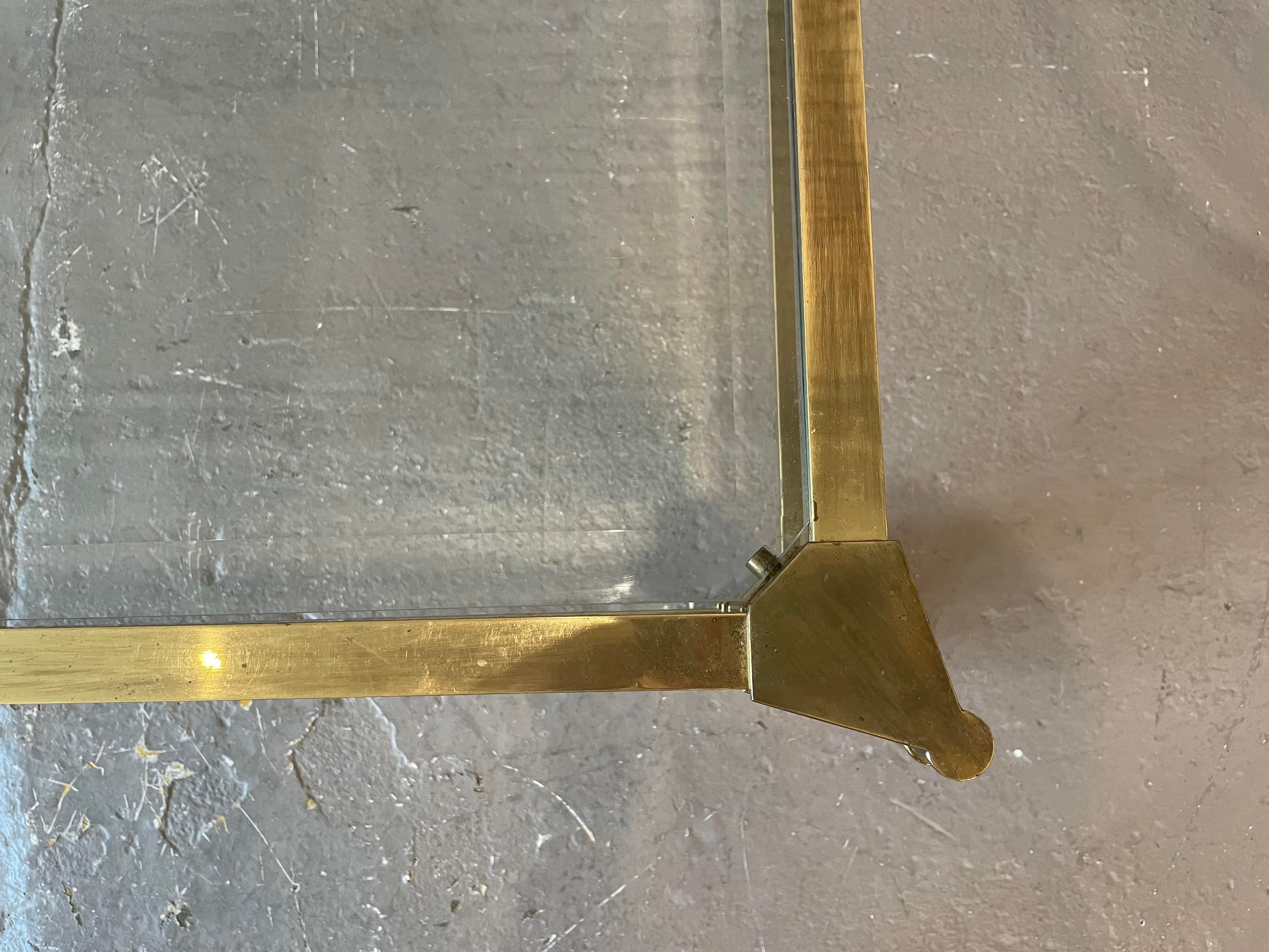 1970s Mastercraft Brass and Beveled Glass Coffee Table