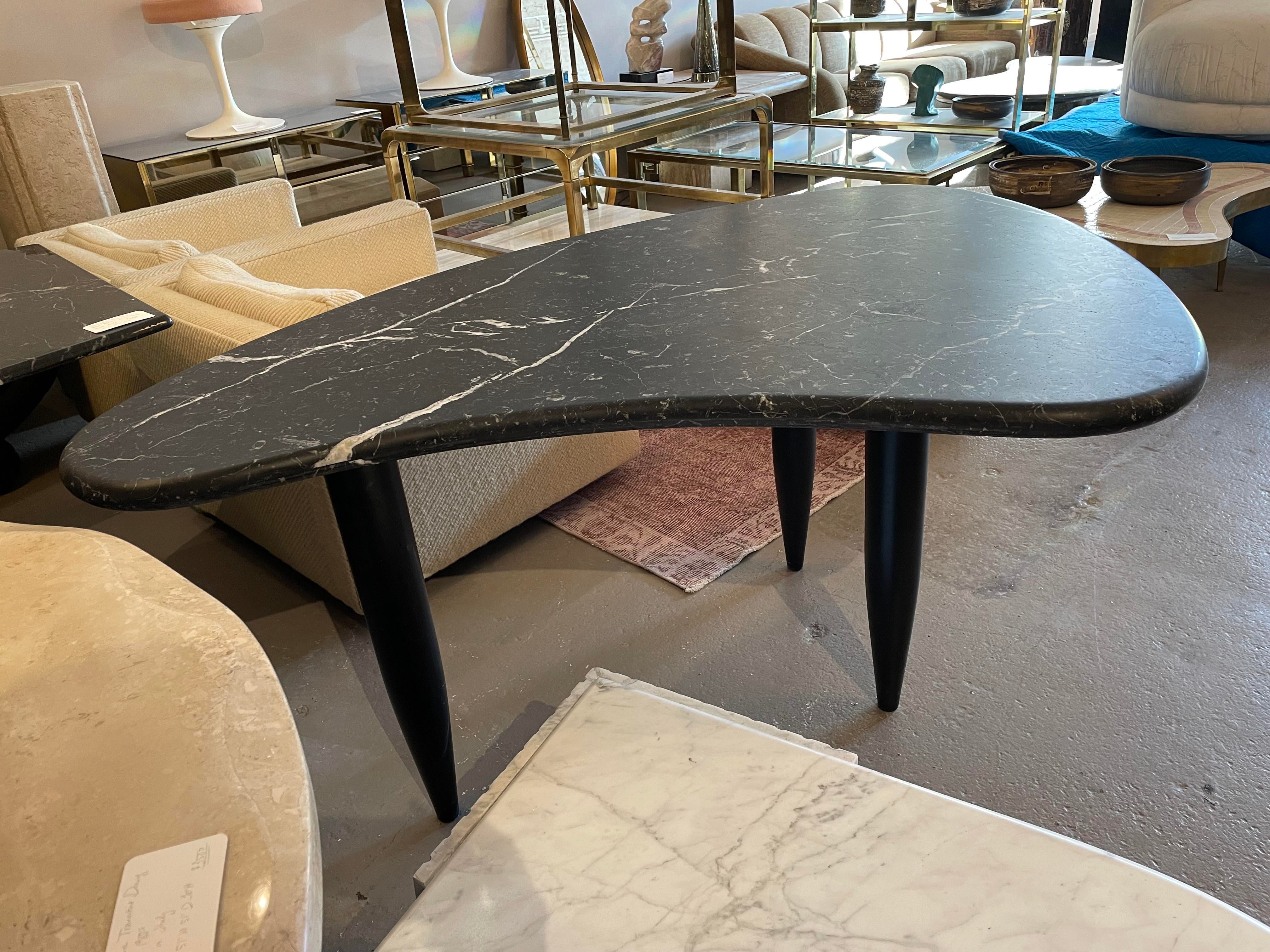 1970s Nero Marquina Biomorphic Dining Table