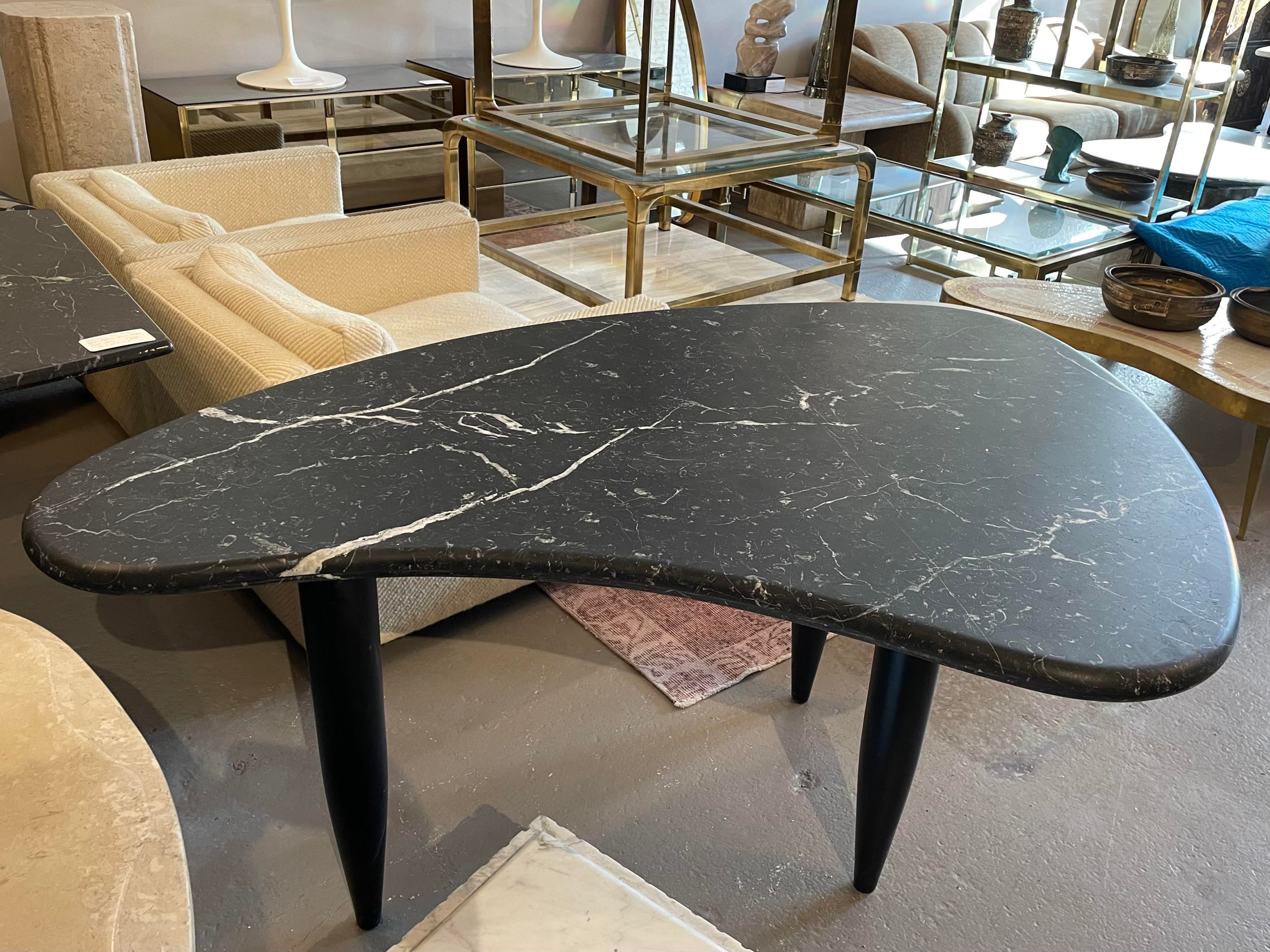 1970s Nero Marquina Biomorphic Dining Table