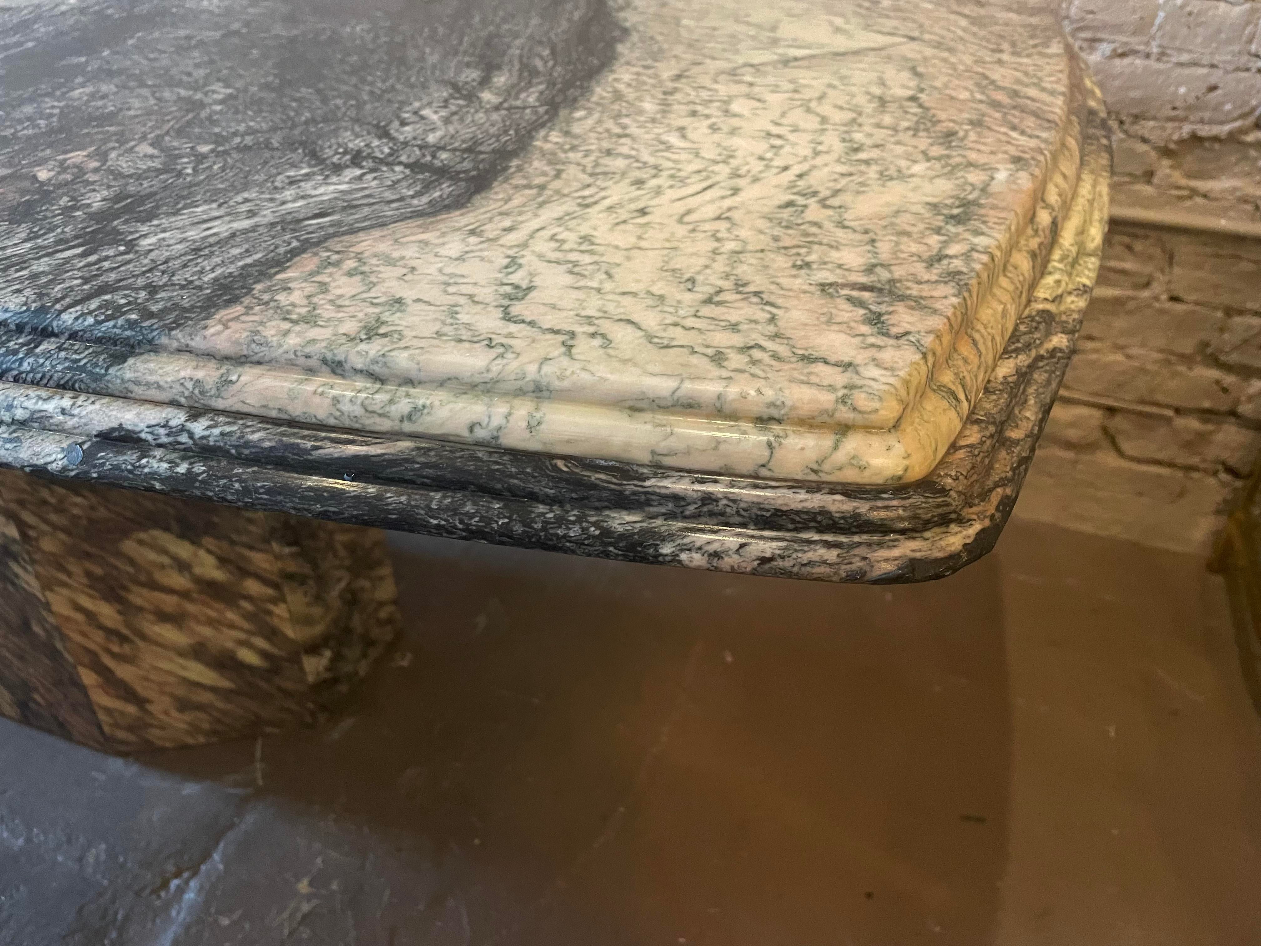 1970s Postmodern Cipollino Ondulato Marble Dining Table With Channeled Edge