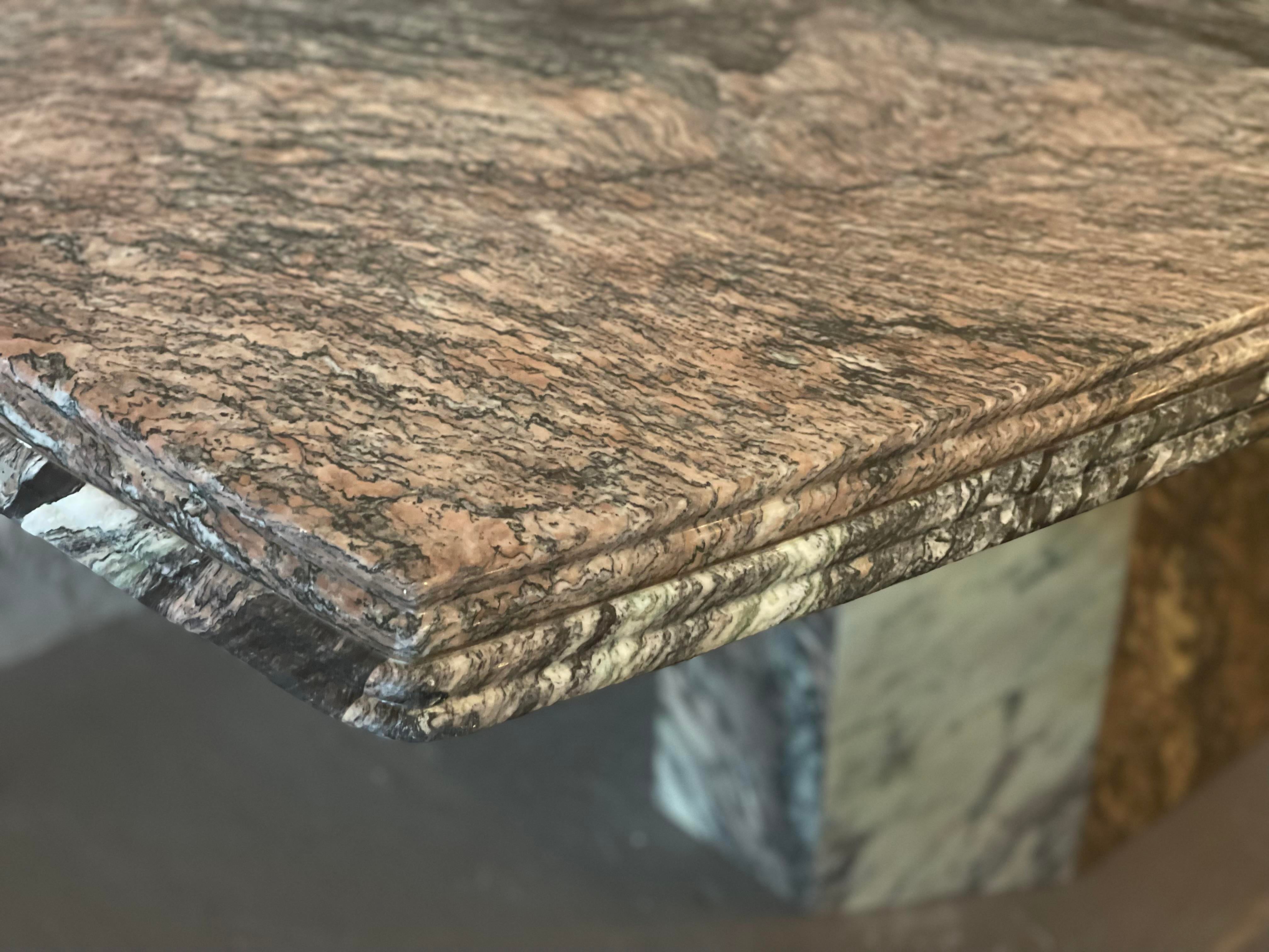 1970s Postmodern Cipollino Ondulato Marble Dining Table With Channeled Edge