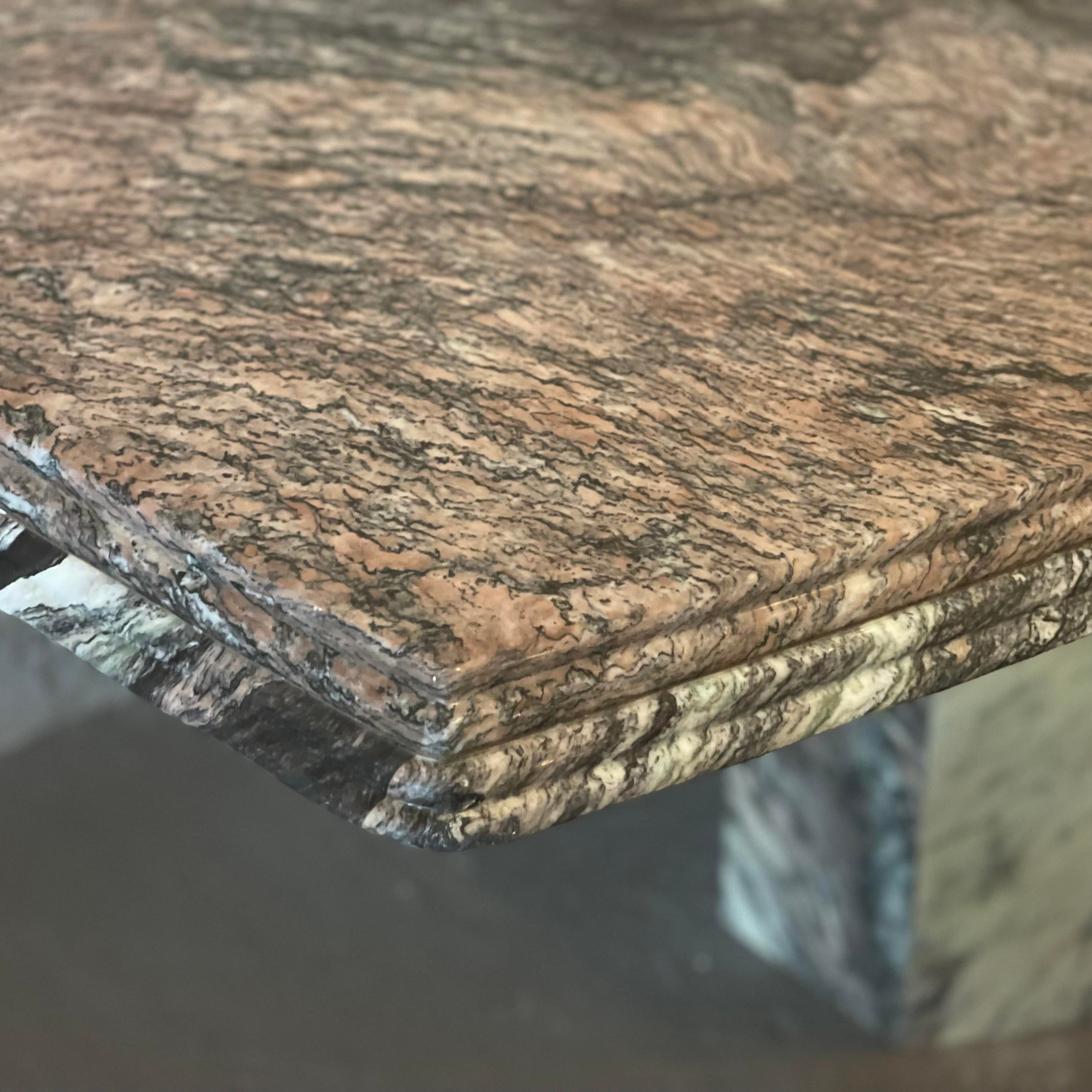 1970s Postmodern Cipollino Ondulato Marble Dining Table With Channeled Edge