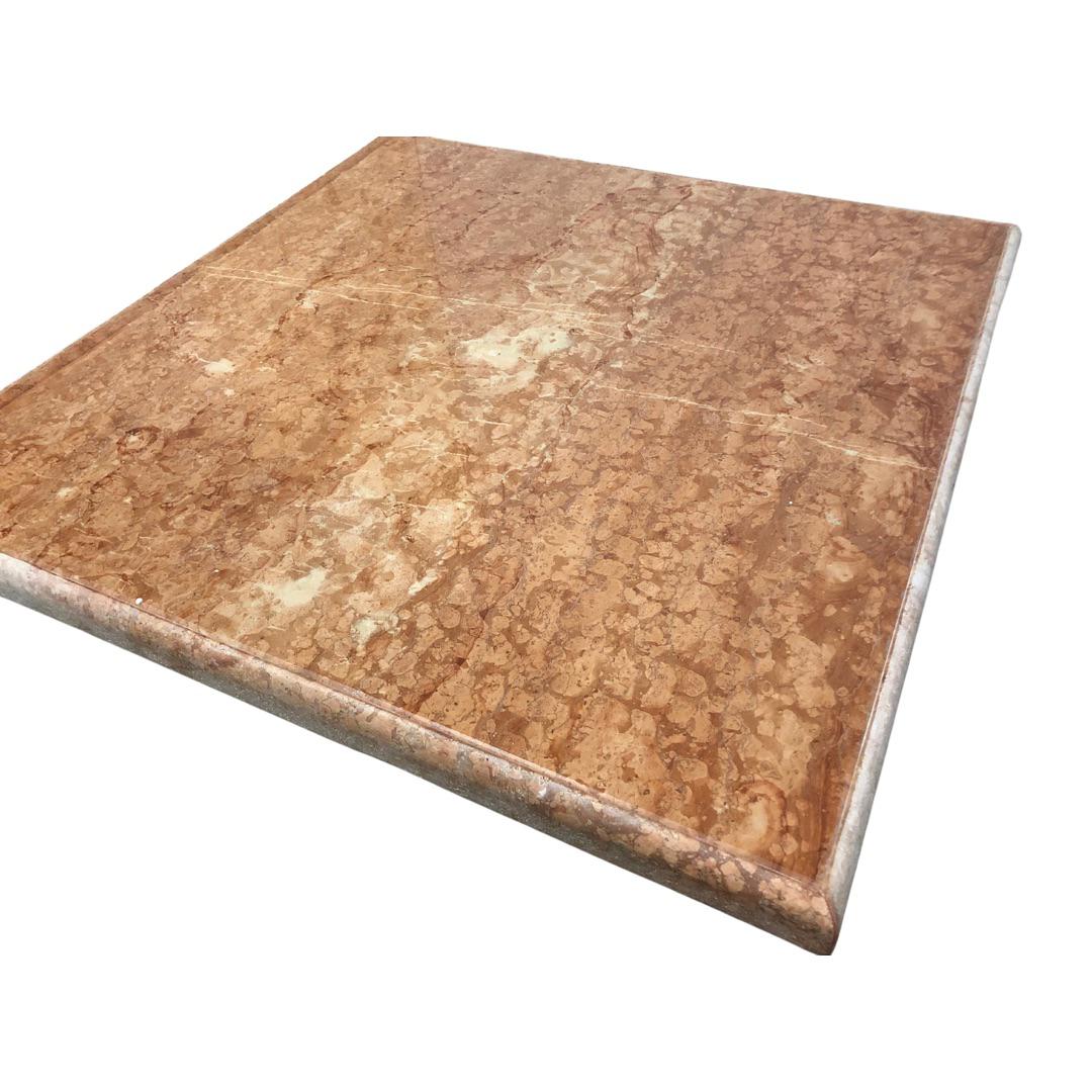 1970s Postmodern Rosso Asiago Marble Travertine Coffee Table Stone International Italy Signed