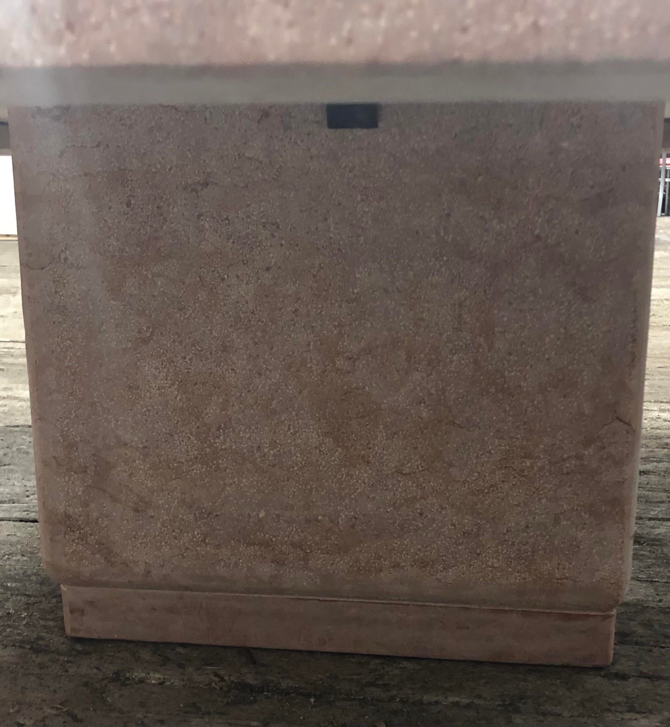 1970s Postmodern Rosso Asiago Marble Travertine Coffee Table Stone International Italy Signed