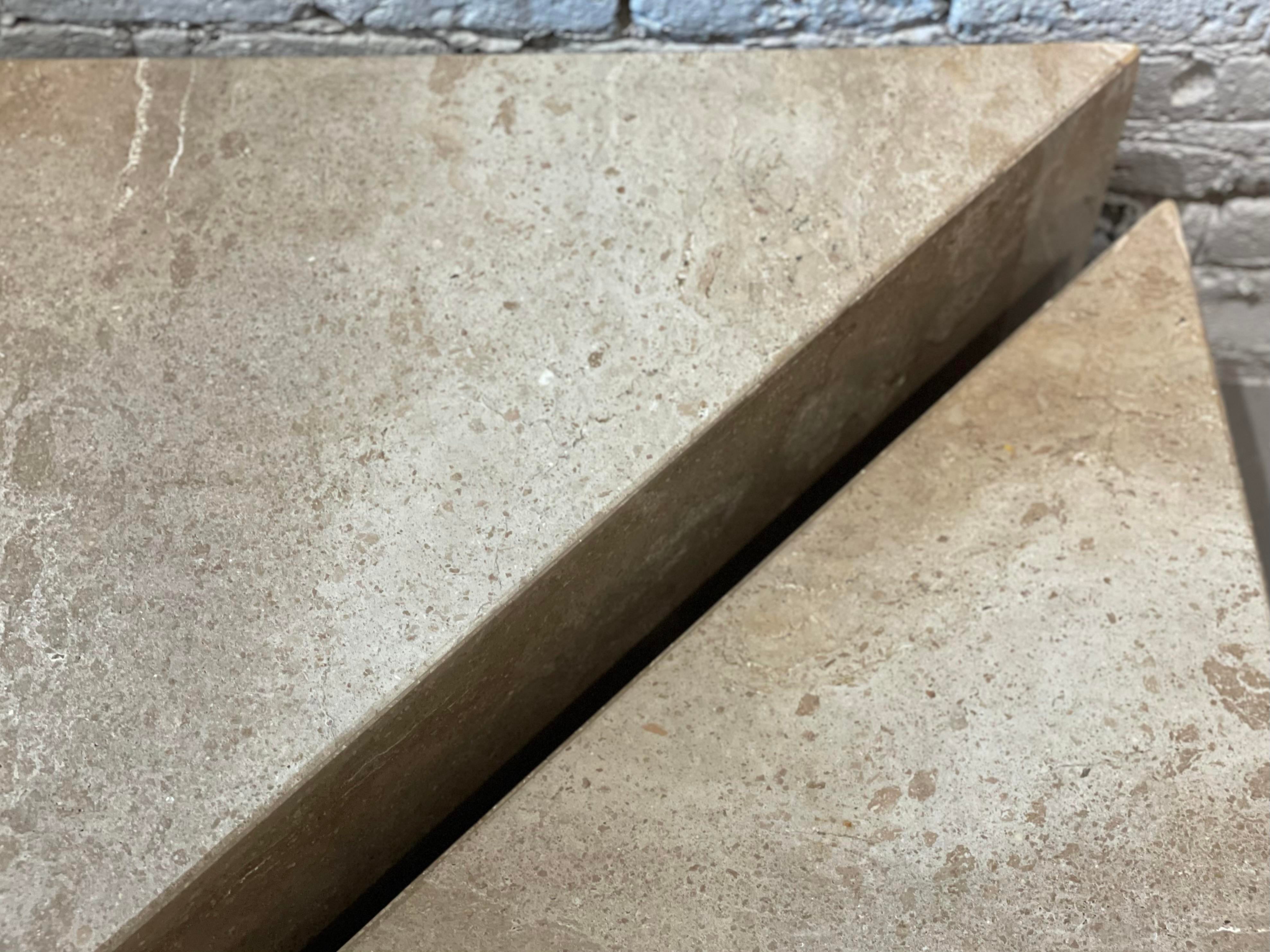 1970s Postmodern Taupe Travertine Coffee Table - a Pair