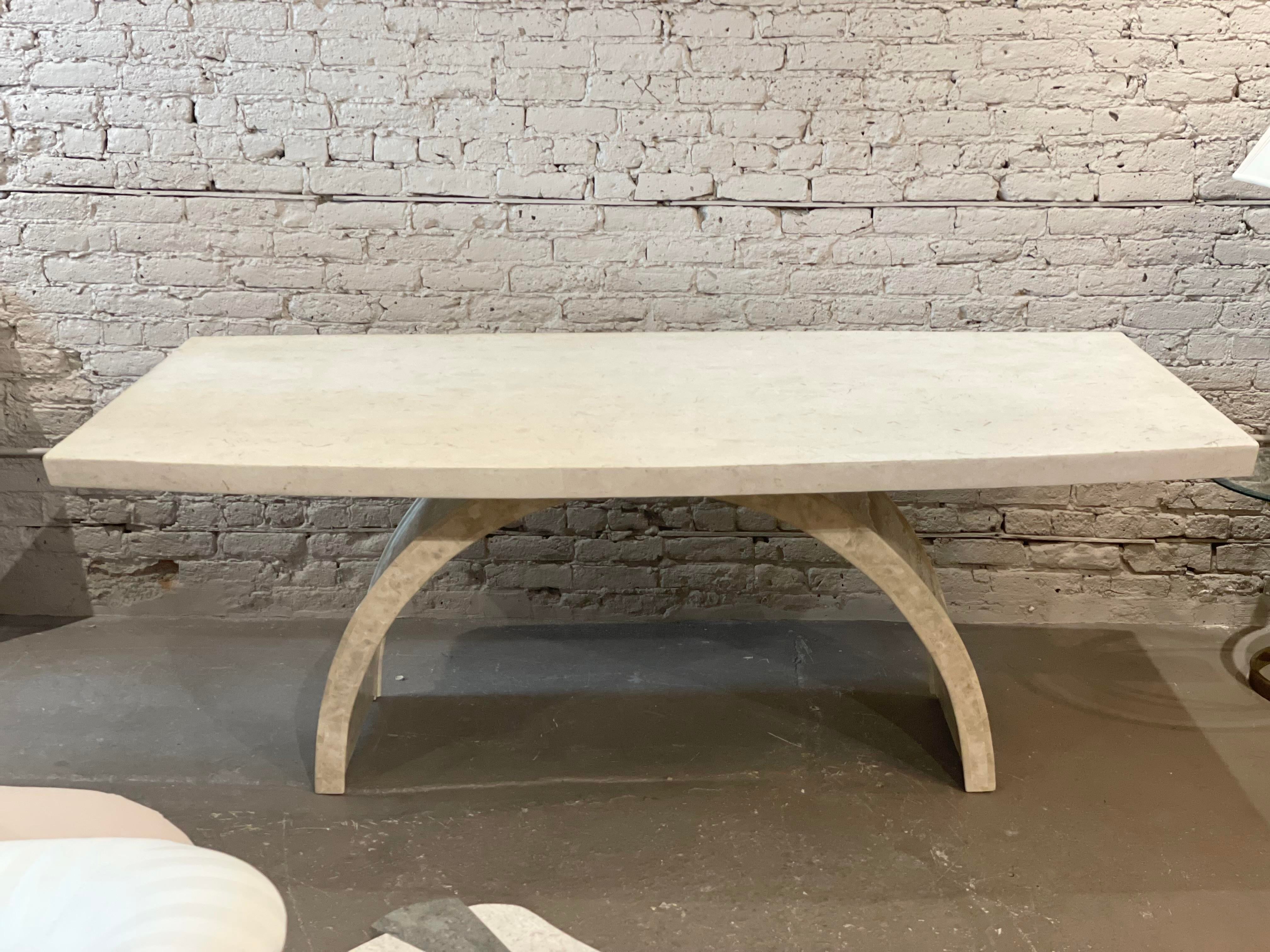 1970s Postmodern Tessellated Stone Arc Dining Table
