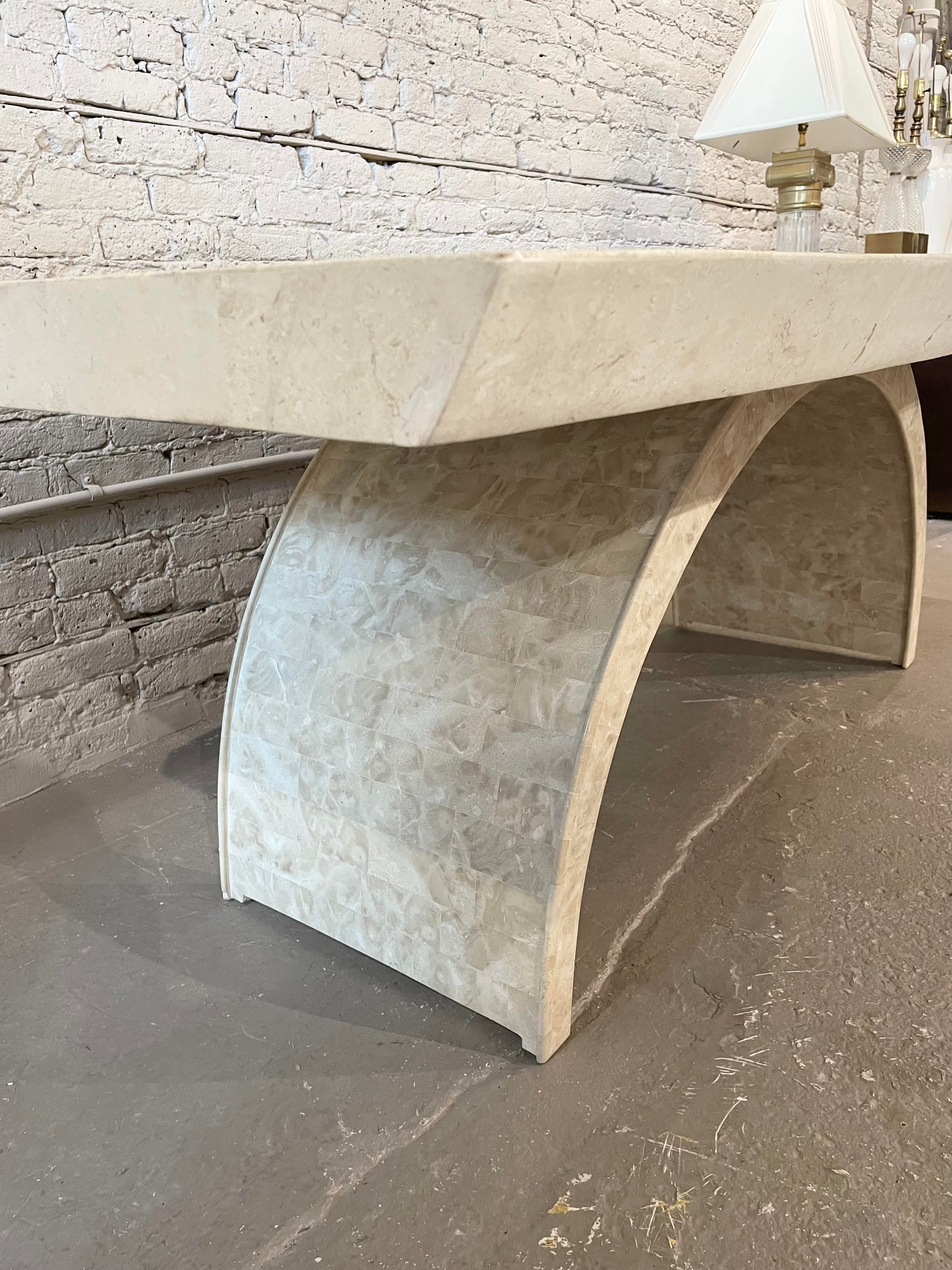 1970s Postmodern Tessellated Stone Arc Dining Table