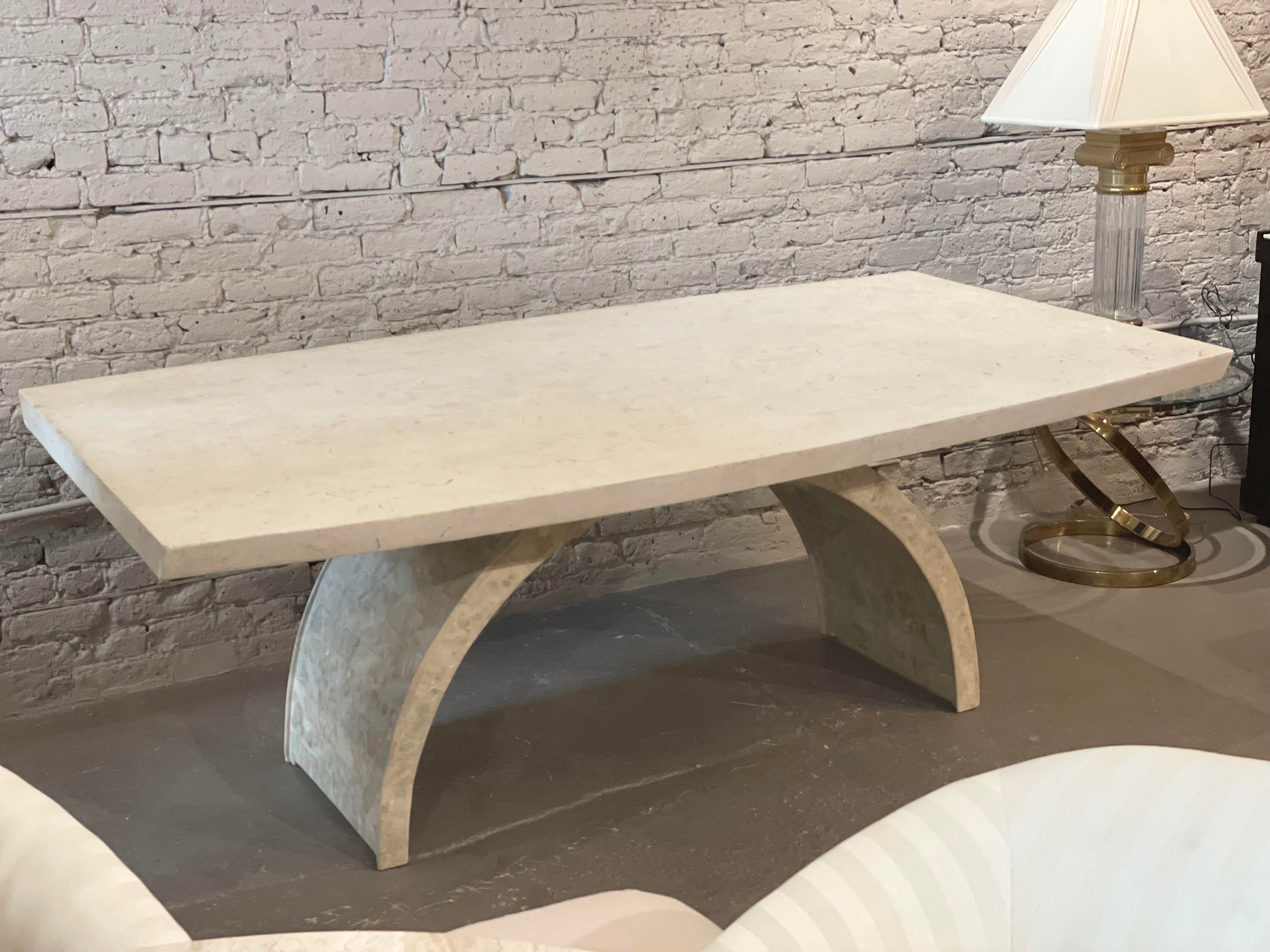 1970s Postmodern Tessellated Stone Arc Dining Table