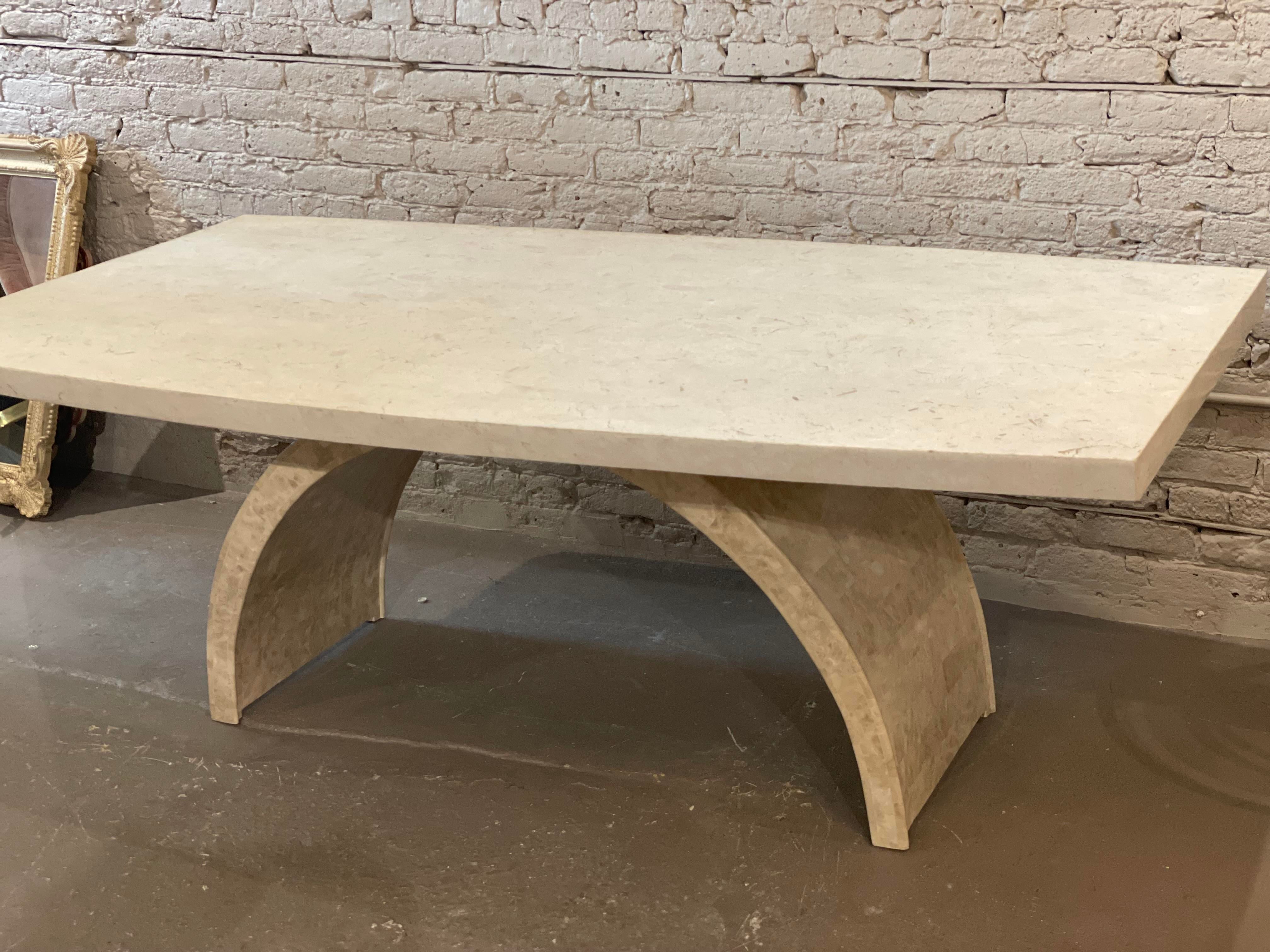 1970s Postmodern Tessellated Stone Arc Dining Table