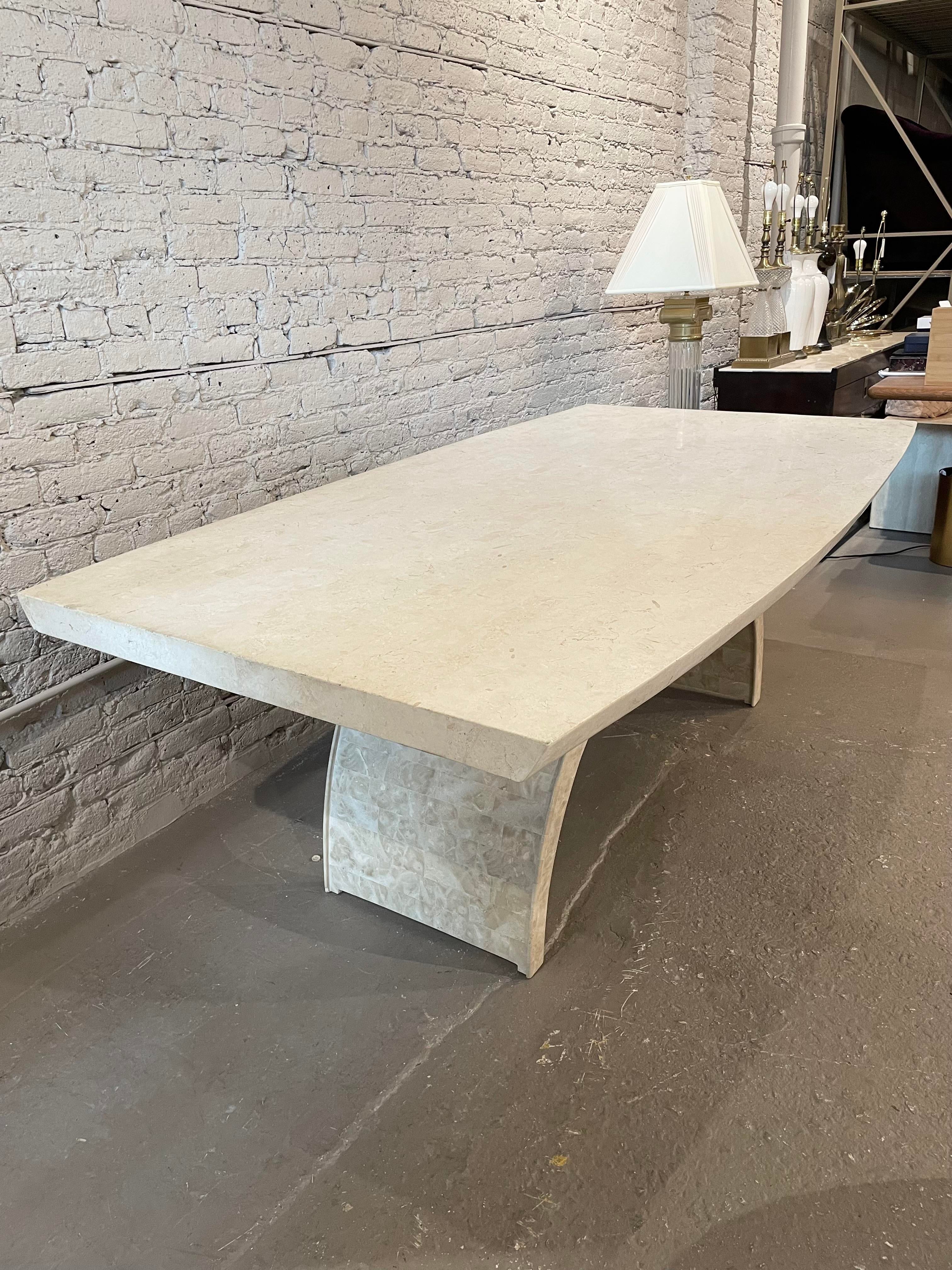 1970s Postmodern Tessellated Stone Arc Dining Table