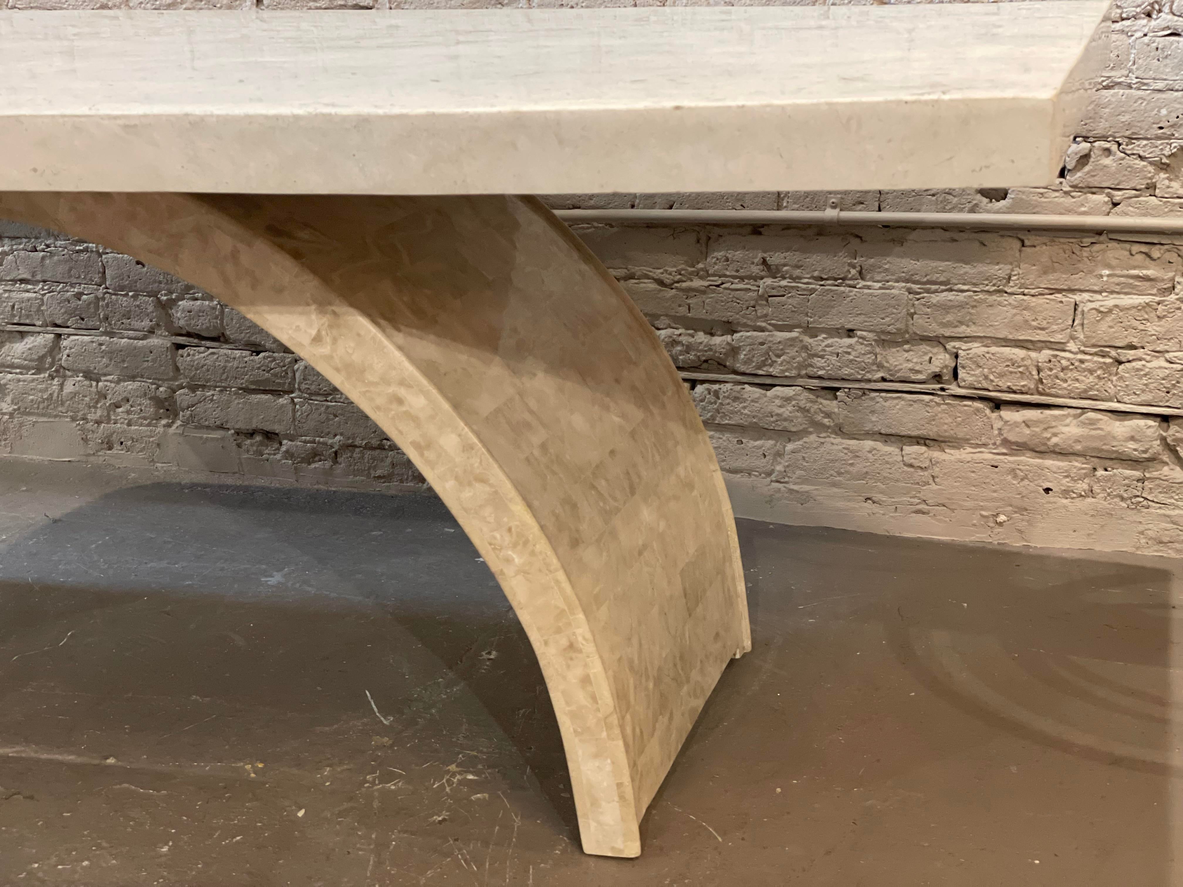 1970s Postmodern Tessellated Stone Arc Dining Table