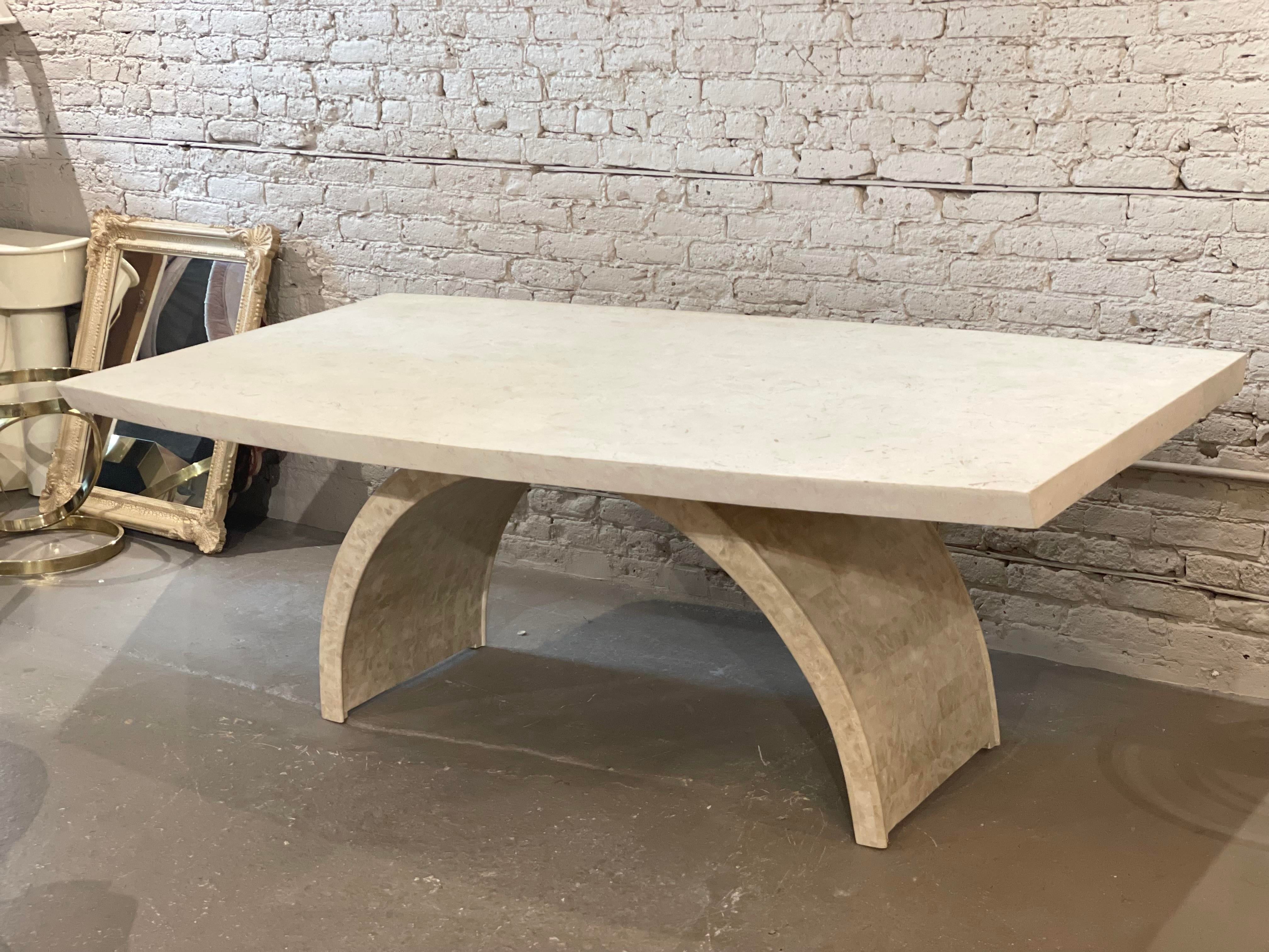 1970s Postmodern Tessellated Stone Arc Dining Table