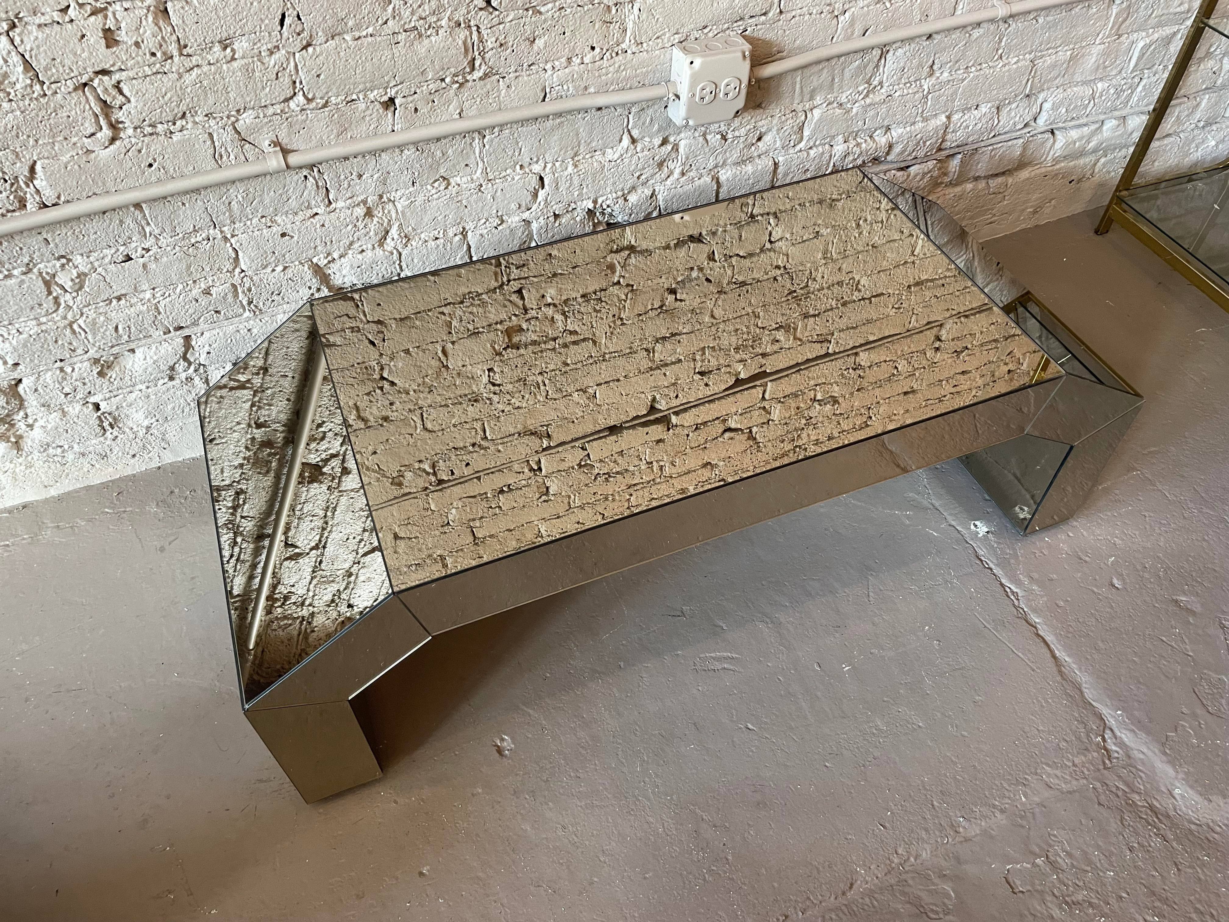 1970s Rose Mirrored Coffee Table
