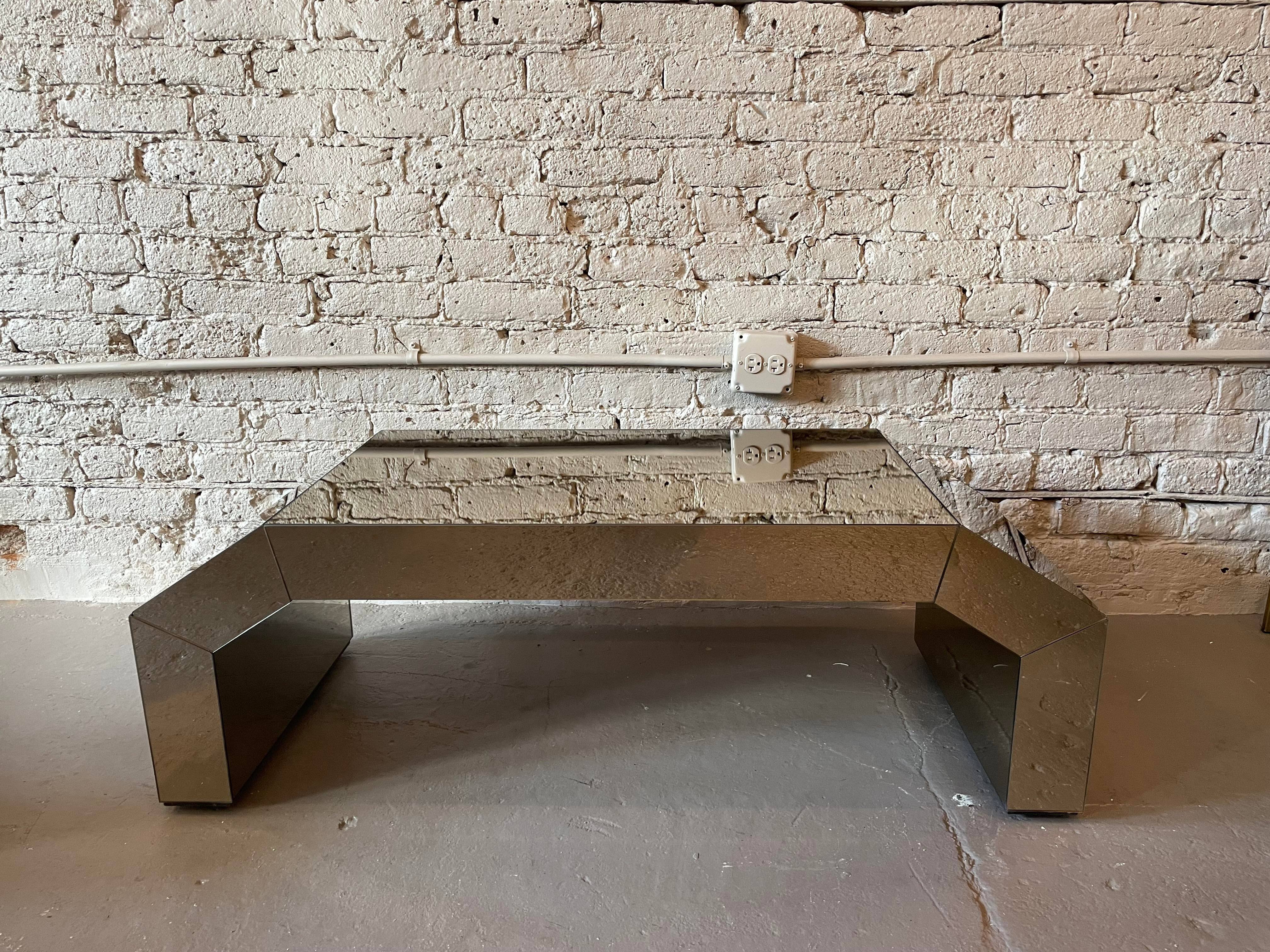 1970s Rose Mirrored Coffee Table