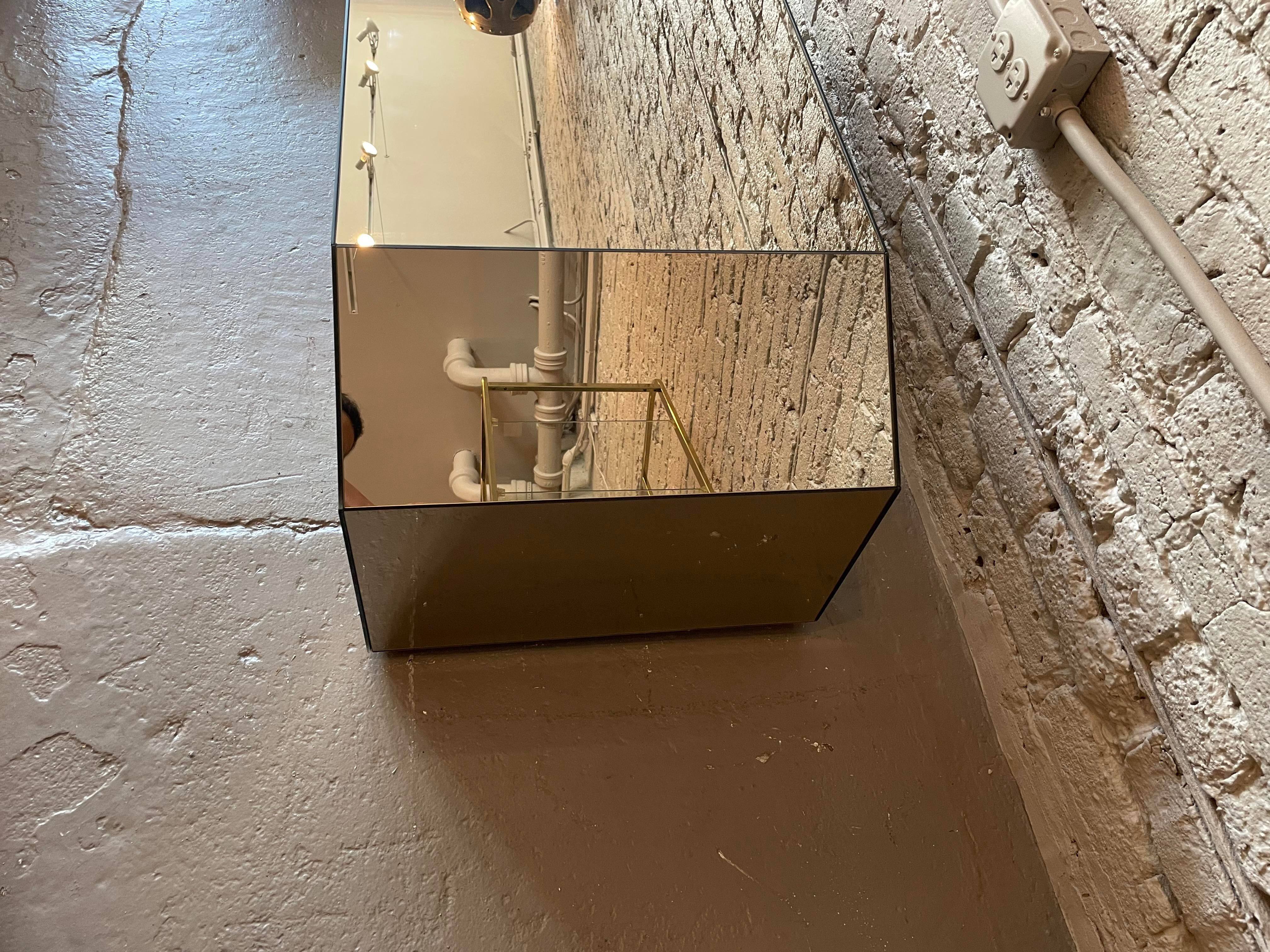 1970s Rose Mirrored Coffee Table