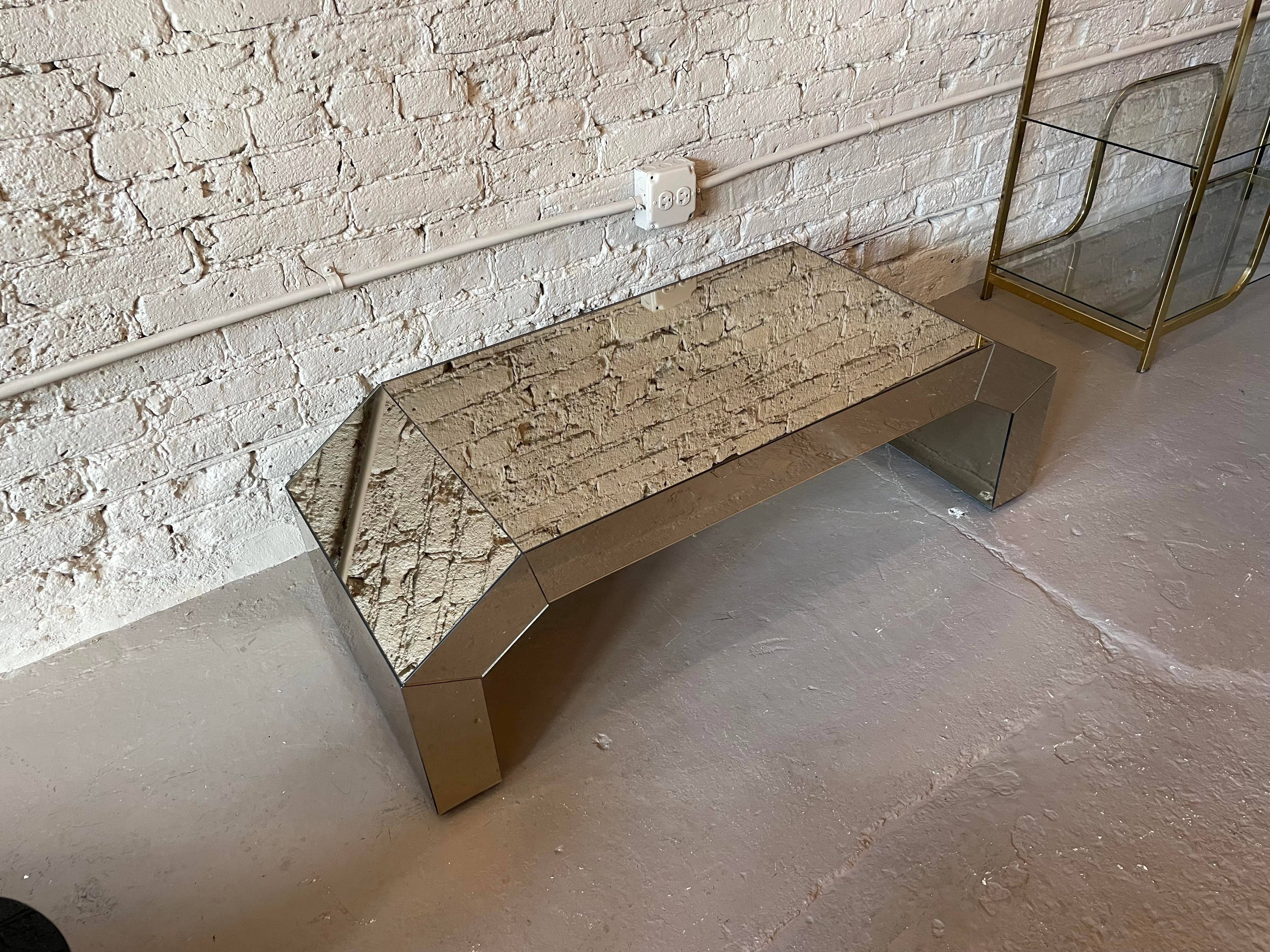 1970s Rose Mirrored Coffee Table