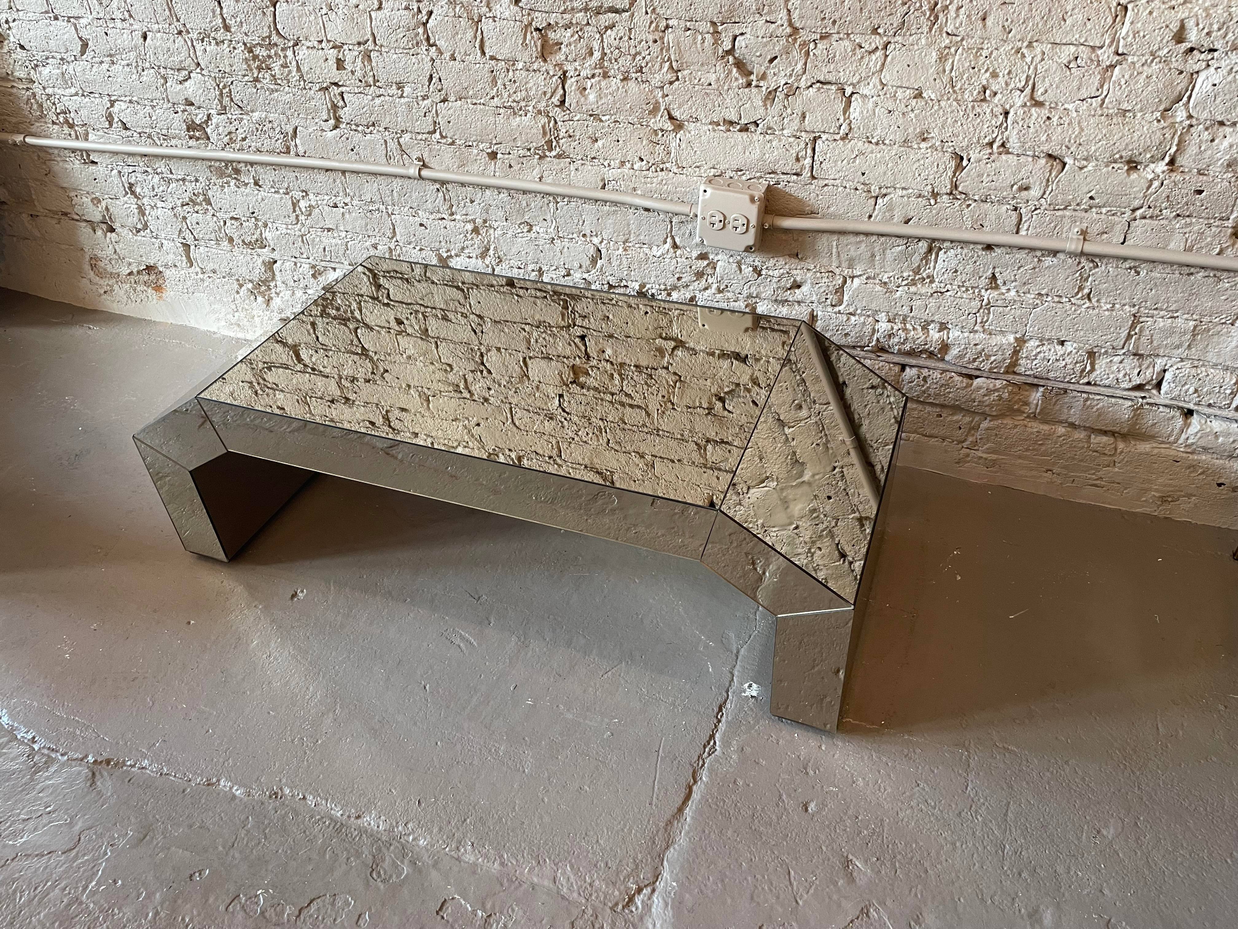 1970s Rose Mirrored Coffee Table