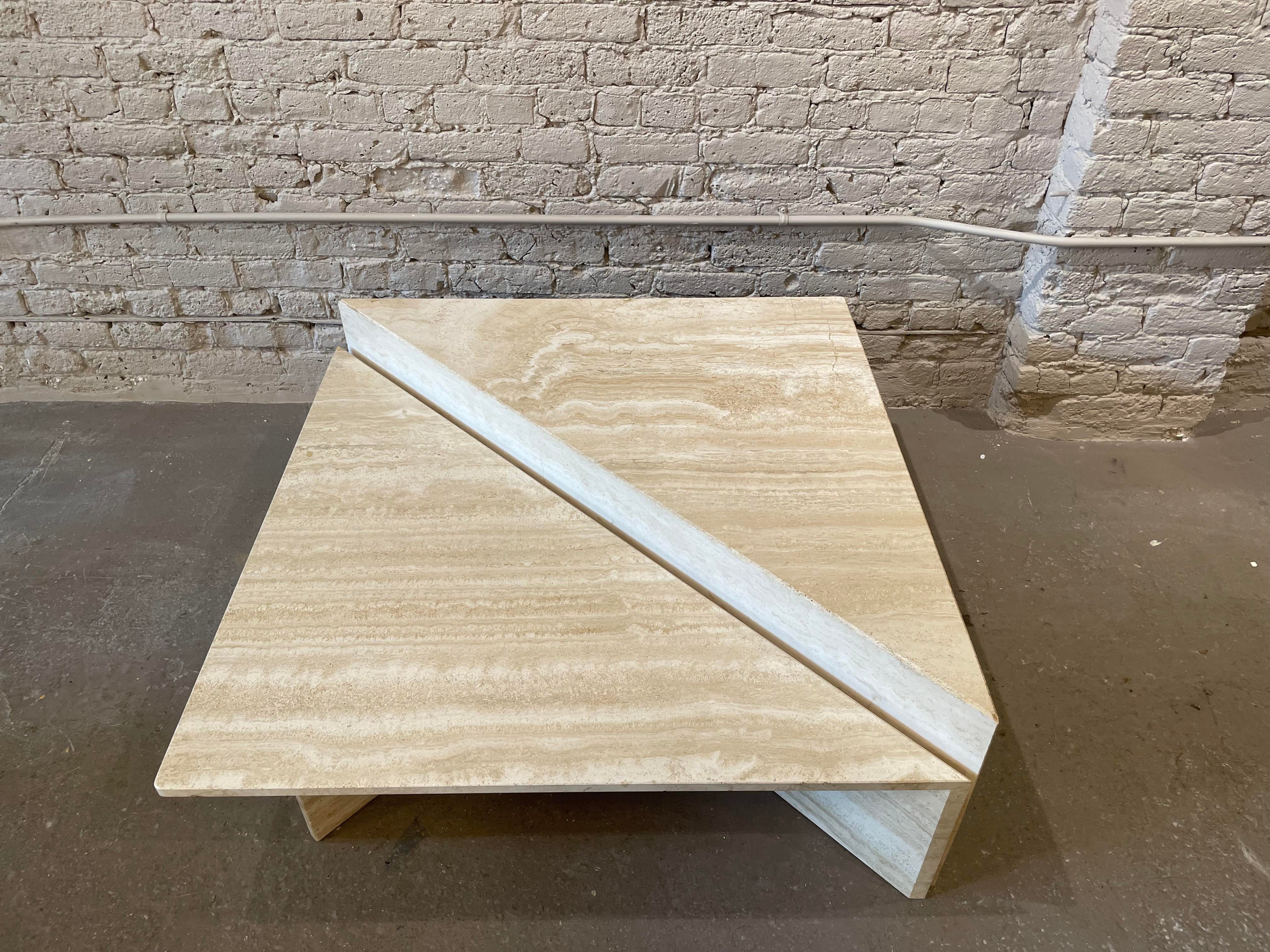 1970s Up and Up Travertine Coffee Table - Set of 2
