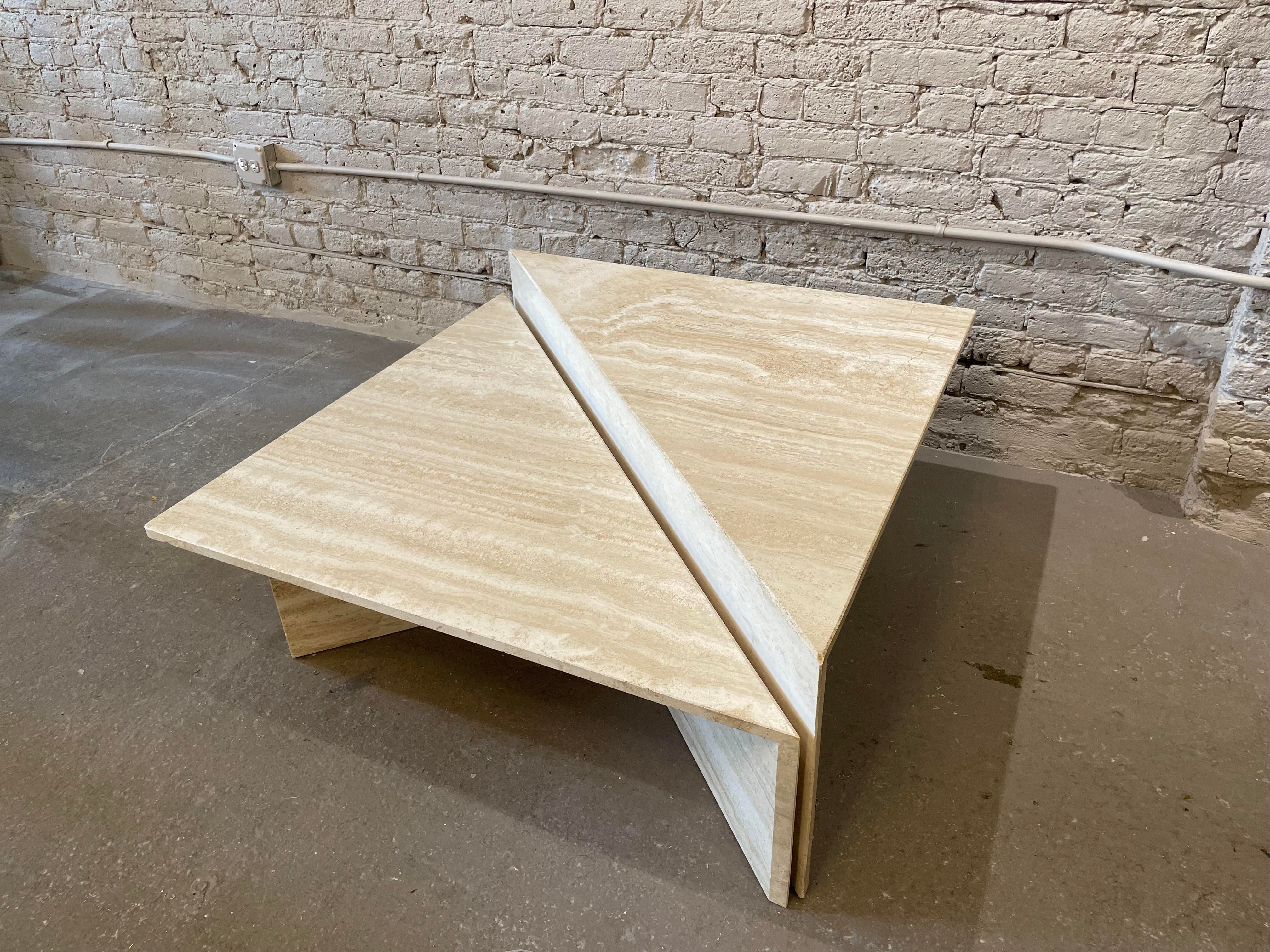1970s Up and Up Travertine Coffee Table - Set of 2