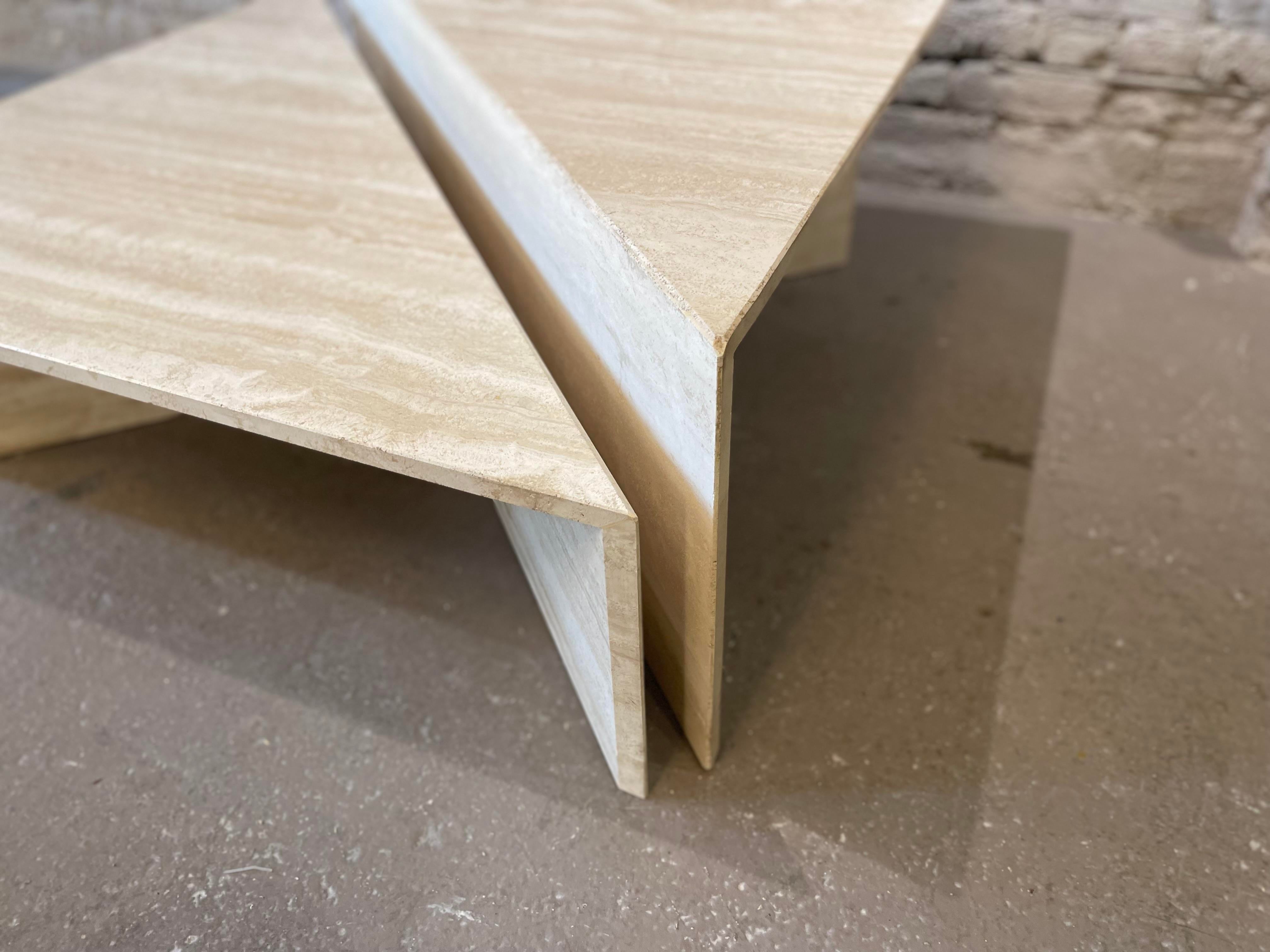 1970s Up and Up Travertine Coffee Table - Set of 2
