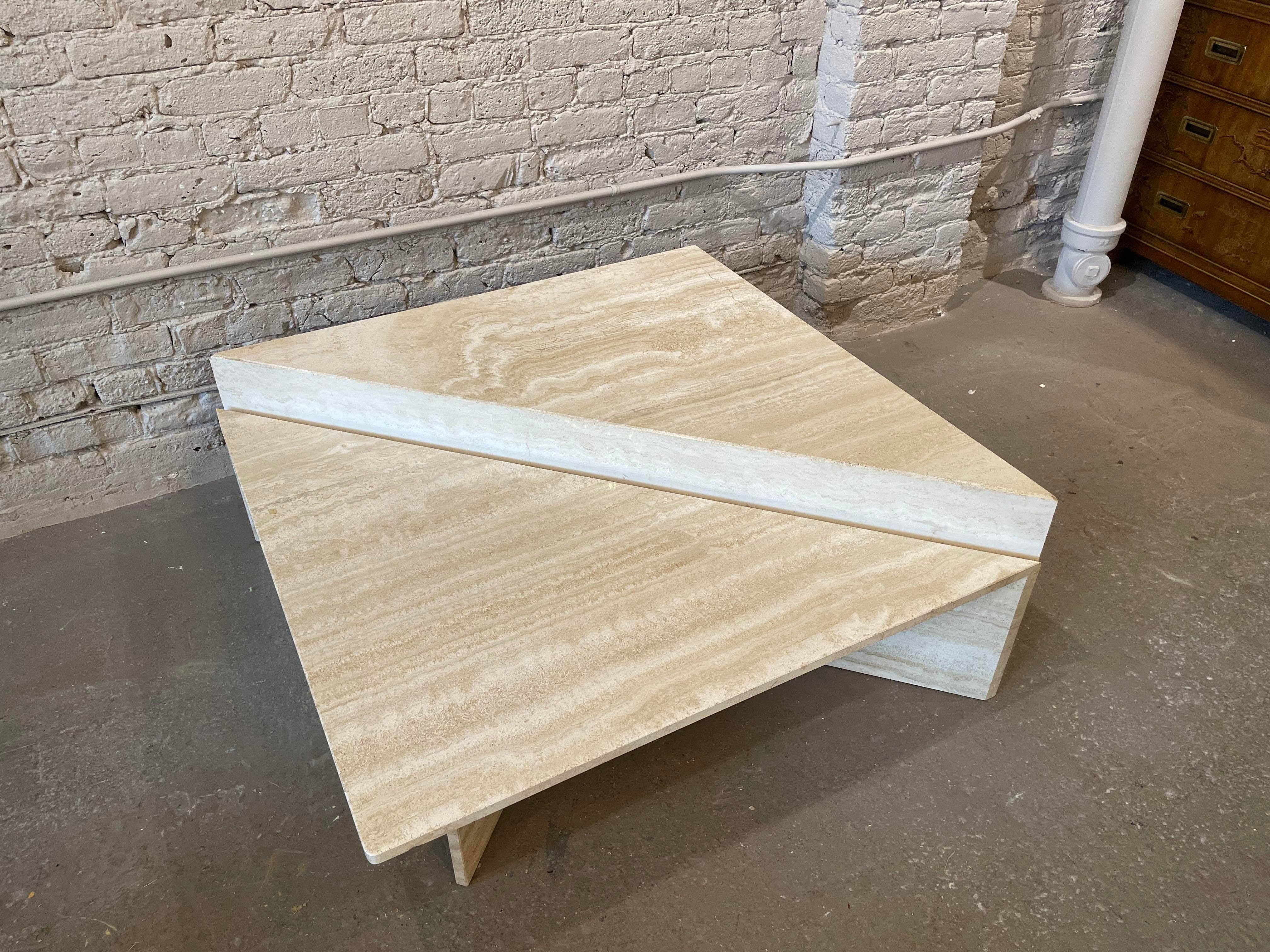 1970s Up and Up Travertine Coffee Table - Set of 2