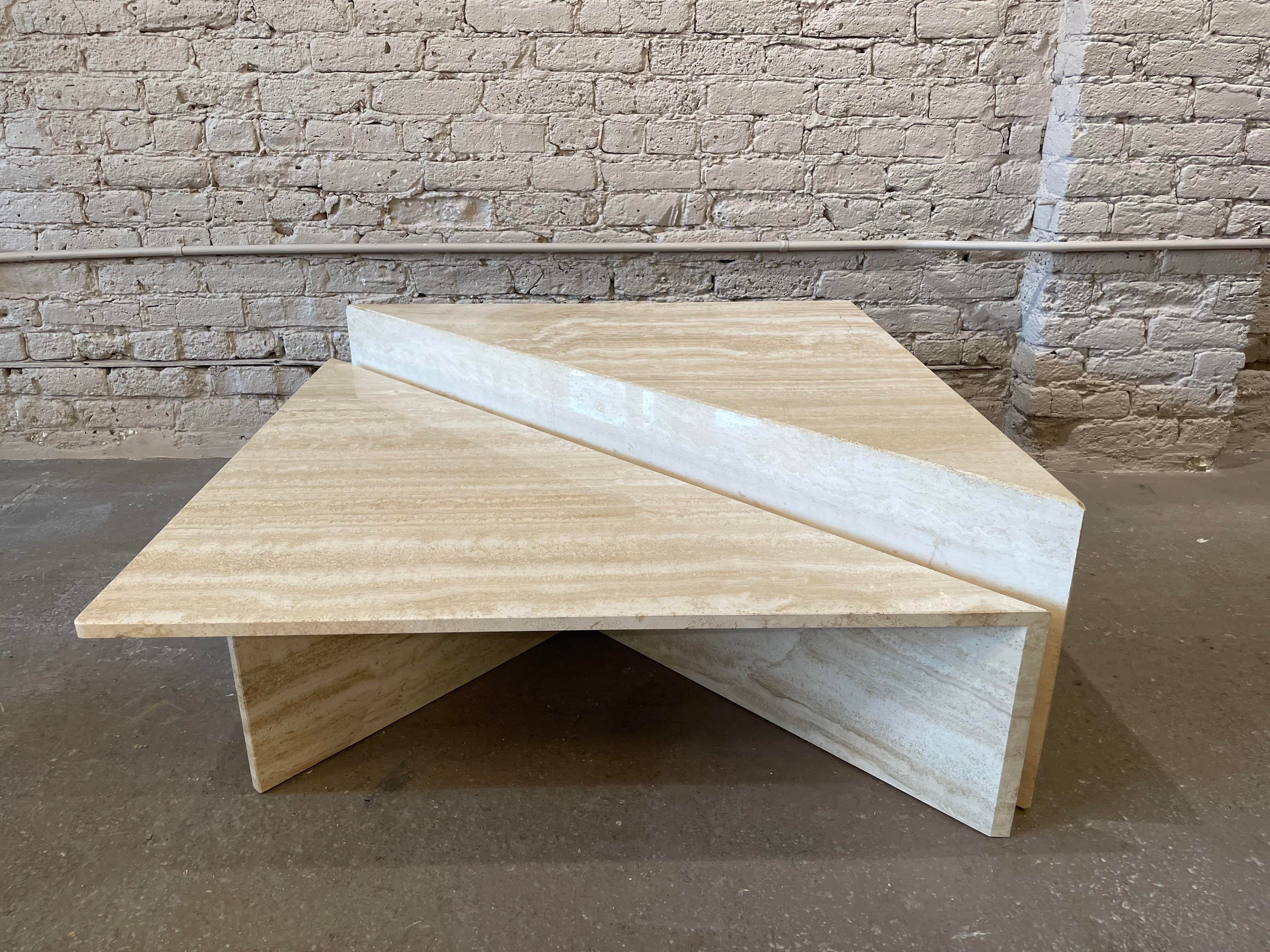 1970s Up and Up Travertine Coffee Table - Set of 2