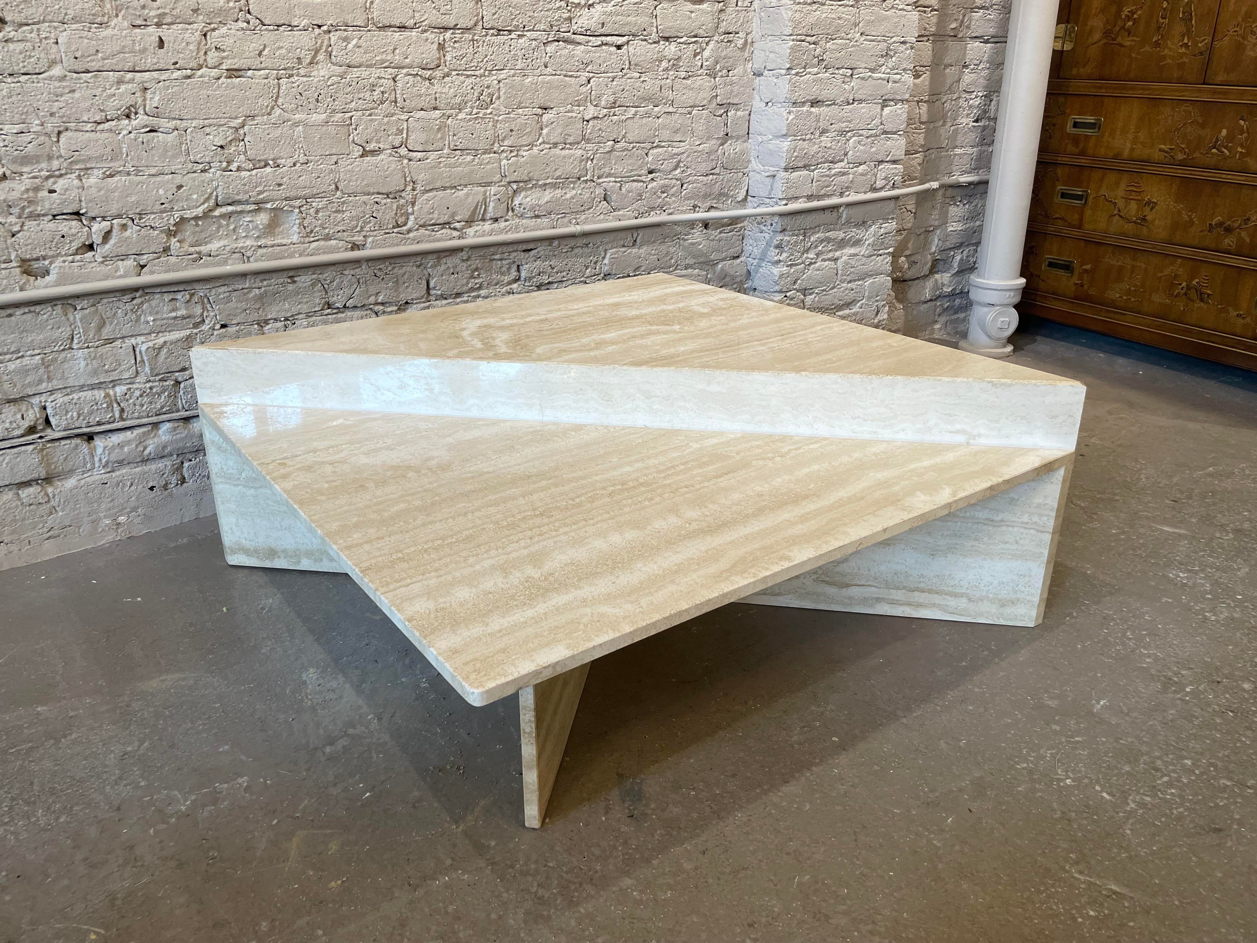 1970s Up and Up Travertine Coffee Table - Set of 2