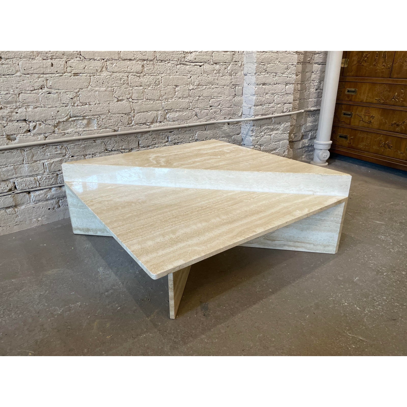 1970s Up and Up Travertine Coffee Table - Set of 2