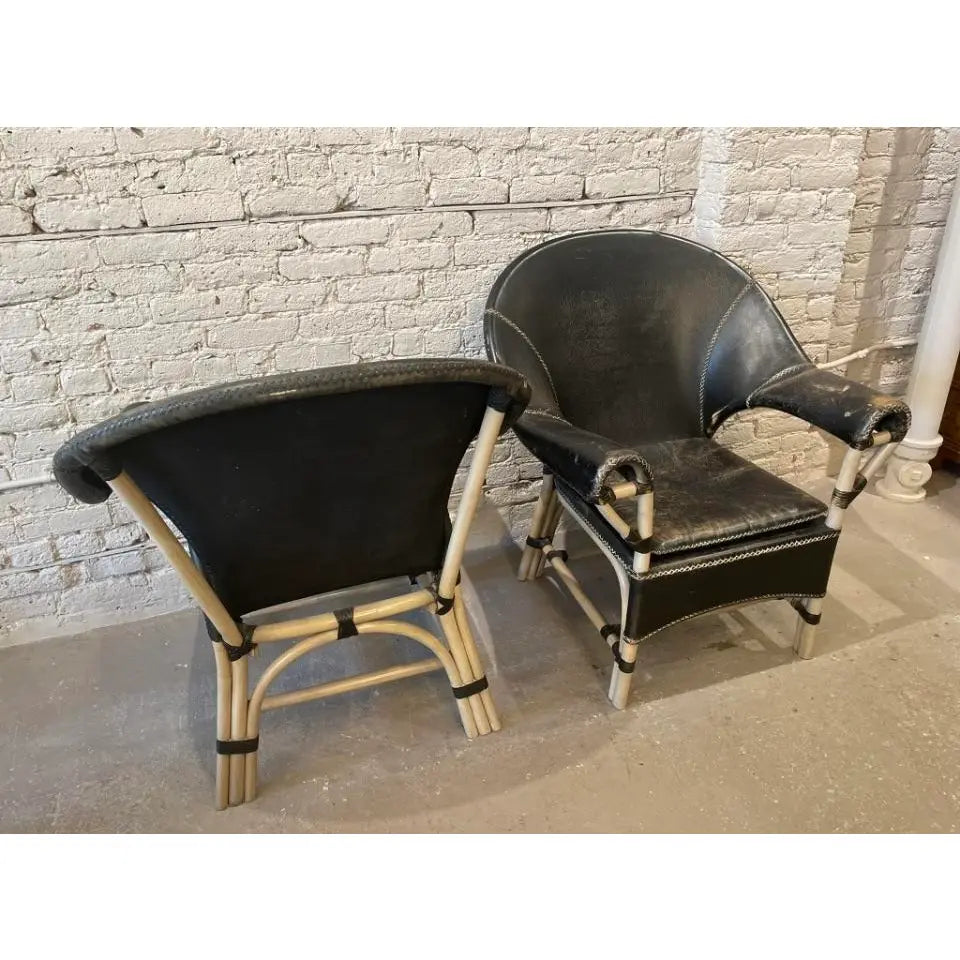 1970s Vintage Antonio Budji Layug Bamboo and Leather Chairs
