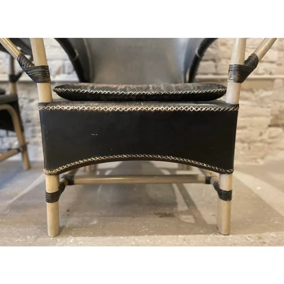 1970s Vintage Antonio Budji Layug Bamboo and Leather Chairs